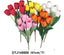 Nyíló fejes szatén tulipán csokor, hungarocell középpel /41cm,*7/
