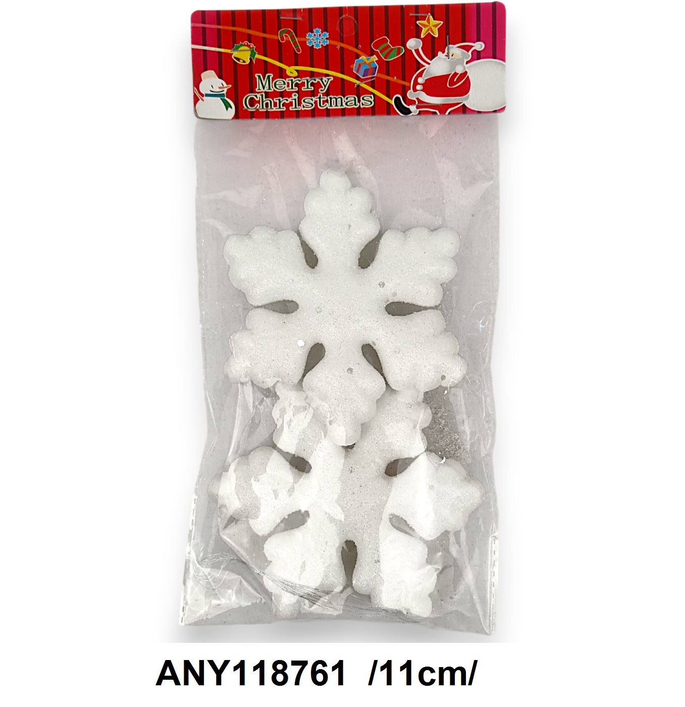 Akasztható glitteres/flitteres hungarocell hópihék /11cm/ Fő kép