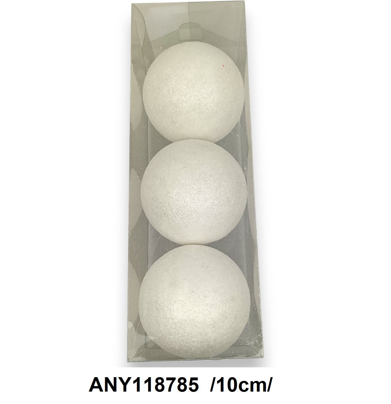 Fullglitteres fehér gömbök, dobozban /10cm/ Fő kép