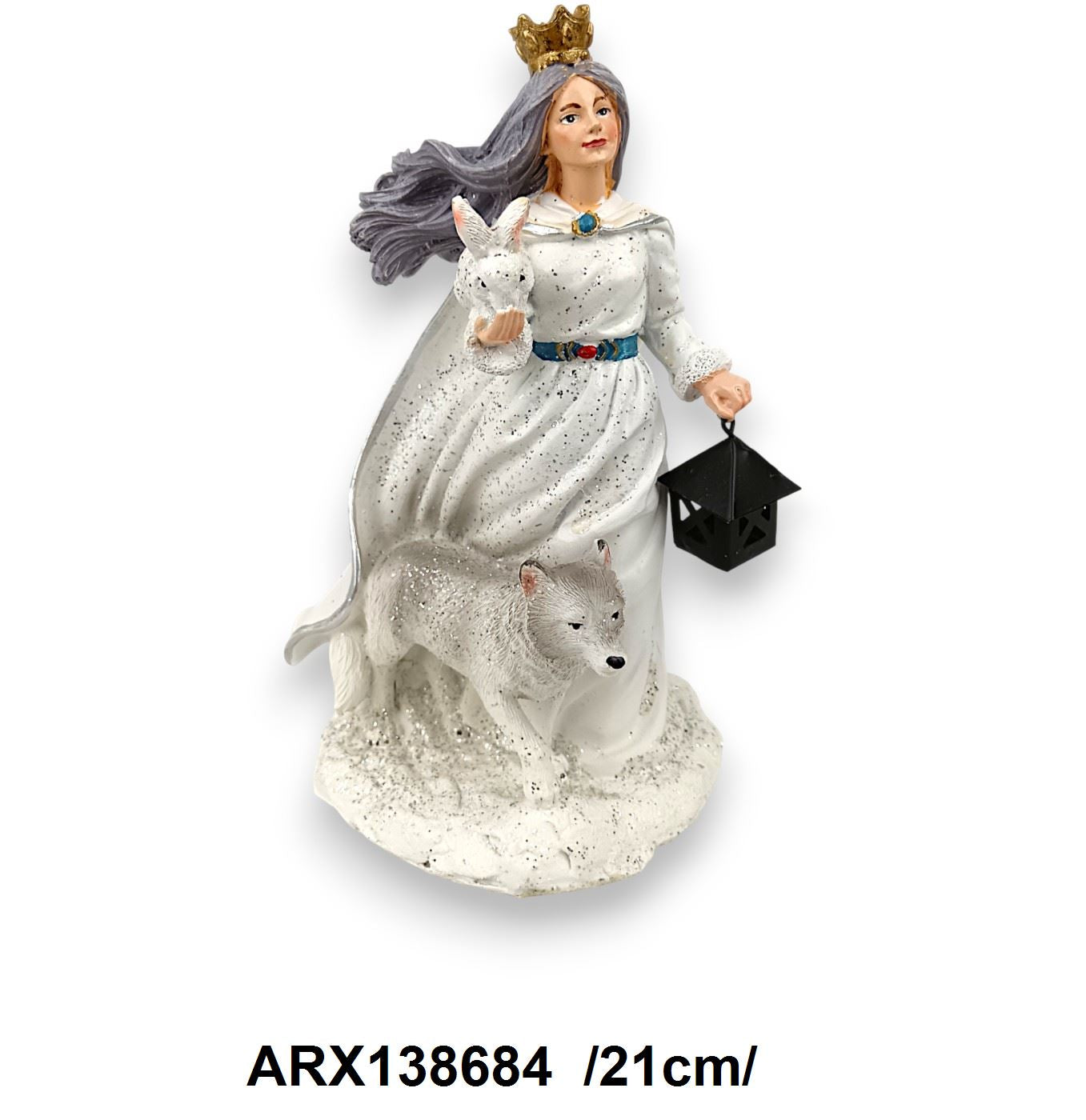 Jégkirálynõ farkassal, kisállatokkal, polirezin /21cm/ Fő kép