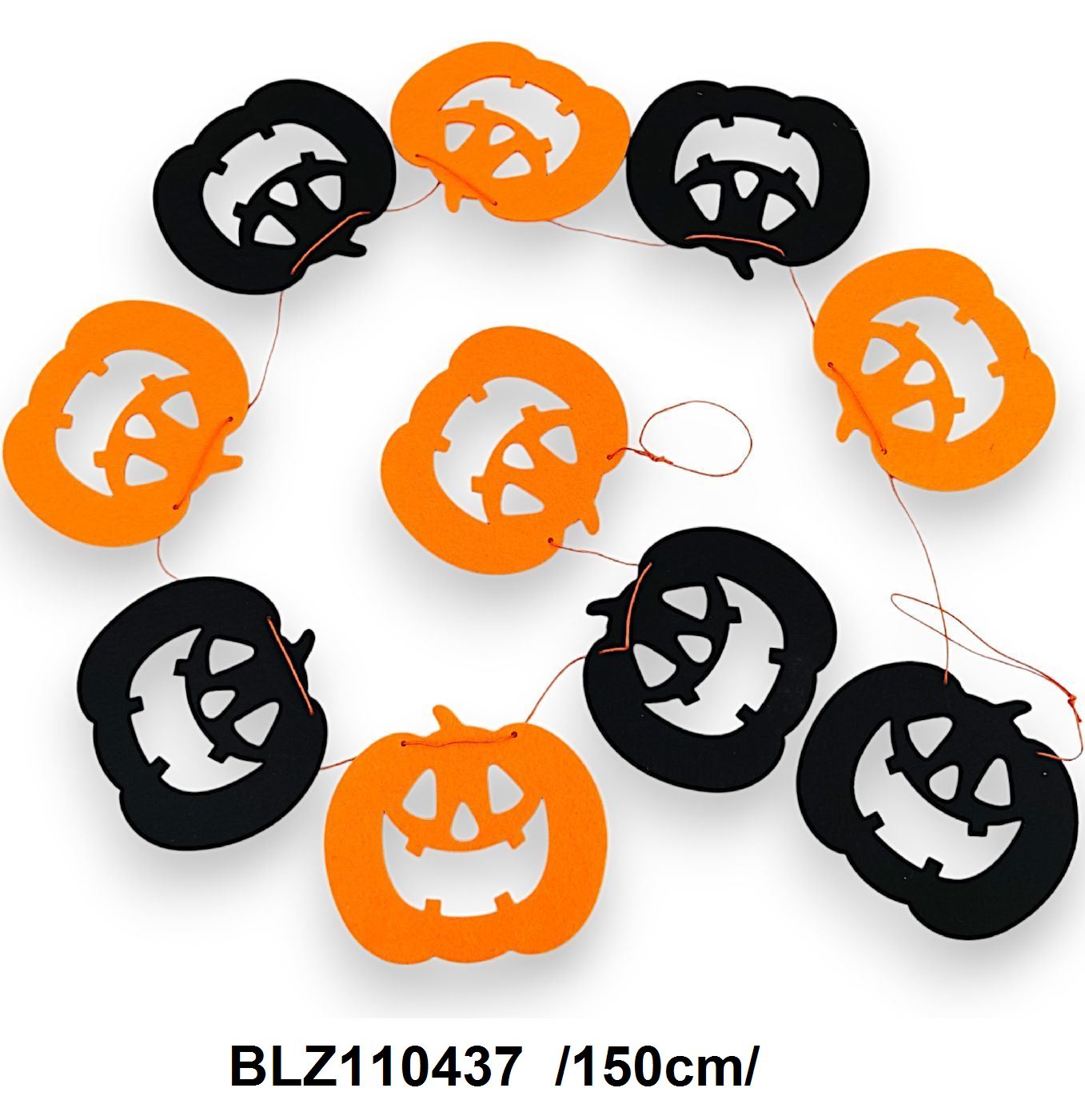 Halloween filc tökös füzér, 12cm/tök /150cm/ Fő kép