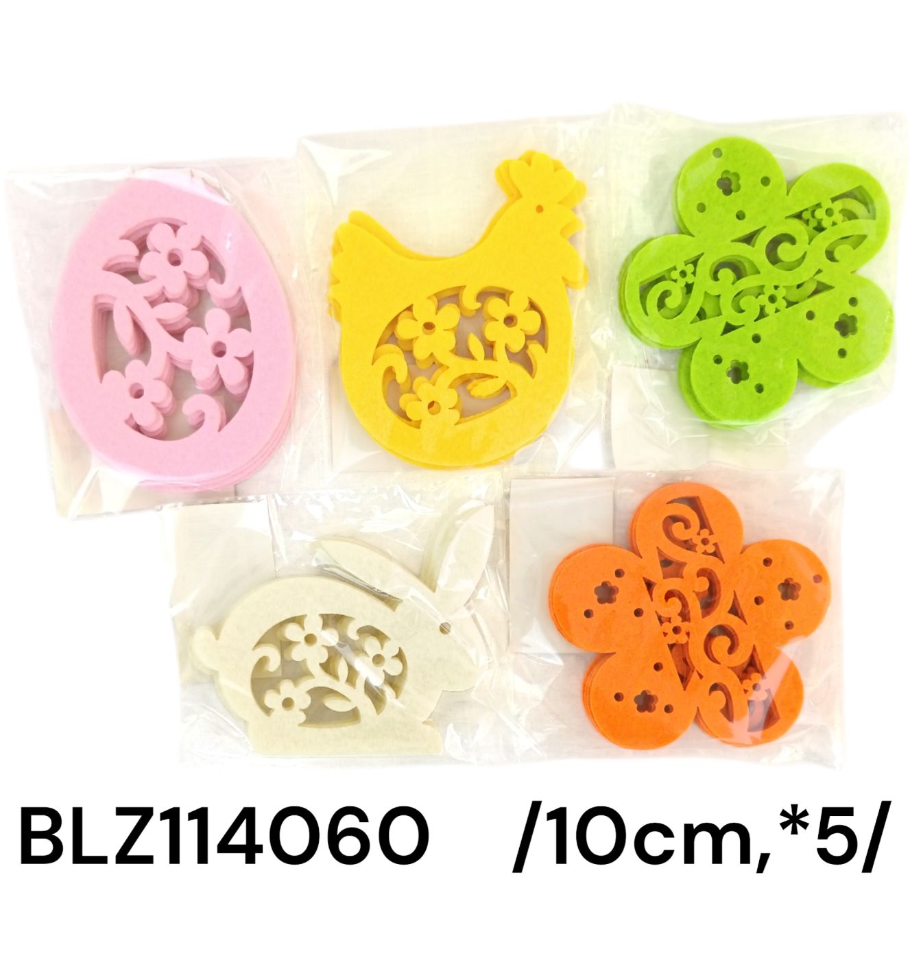 10 cm kis filcfigurák (tyúk/virág/nyuszi/tojás) zacsiban 5/S Fő kép