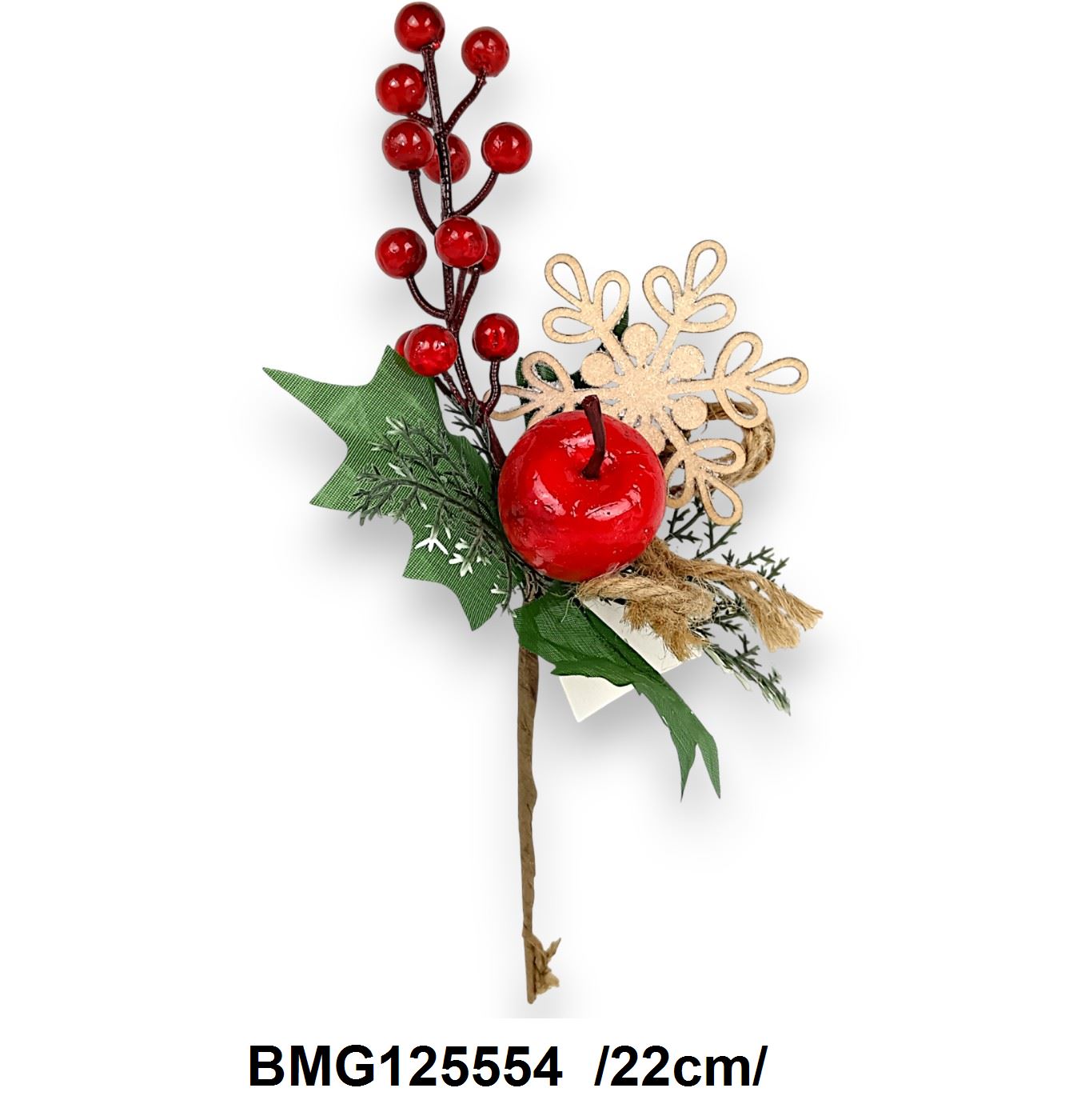 Havas fenyõ, almás, pirosgolyós pick áttört fa hópihével /22cm/ Fő kép