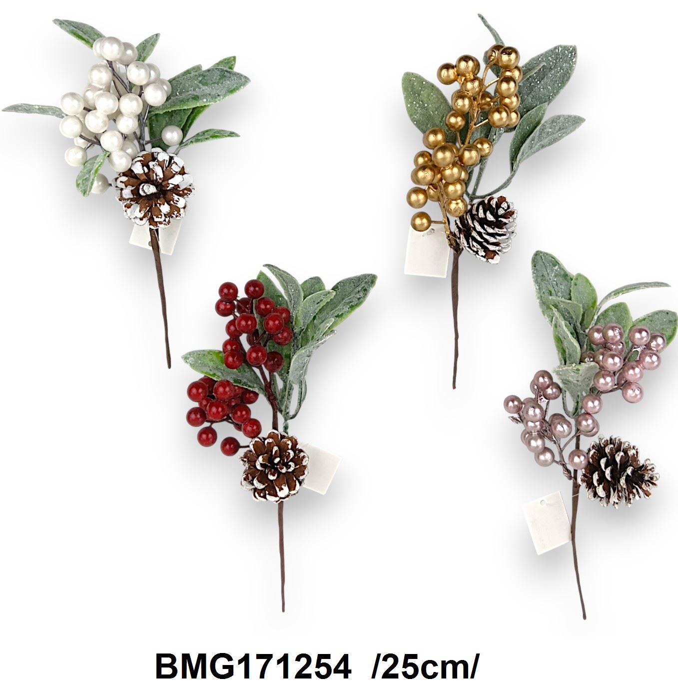 Gyöngyházfestésû golyós pick, hamvas levelekkel, tobozzal /25cm/ Fő kép