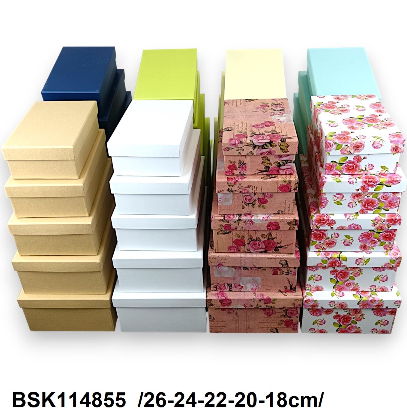 Papír dobozok, nyomott mintával /26-24-22-20-18cm/