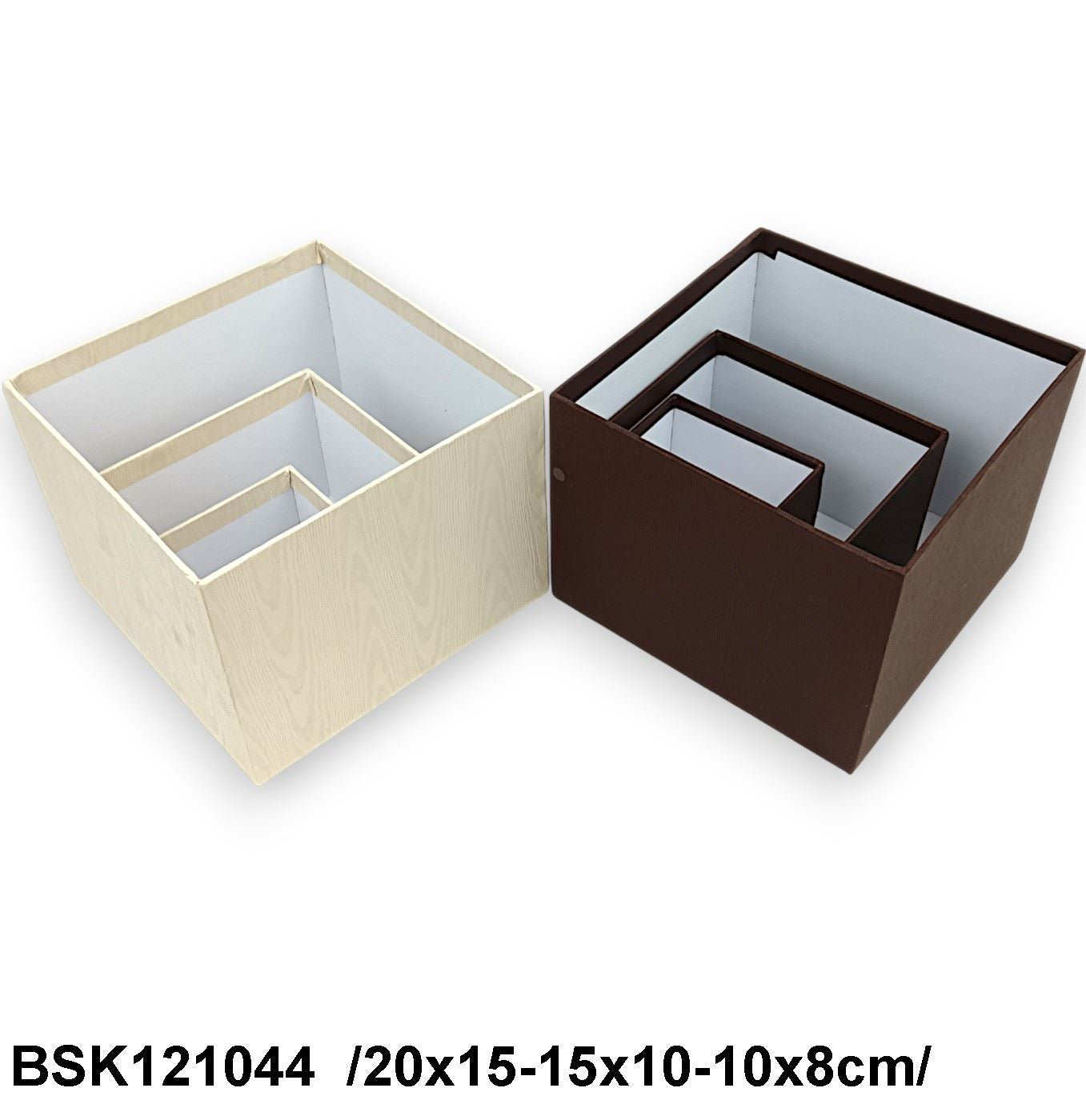 Fa mintás, 'Damuwen design' papírdobozok, tetõ nélkül  /20x15-15x10-10x8cm/ Fő kép