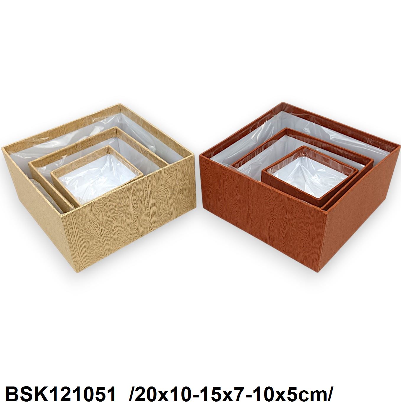 Fa mintás, 'Yuanmuwen design' papírdobozok tetõ nélkül /20x10-15x7-10x5cm/