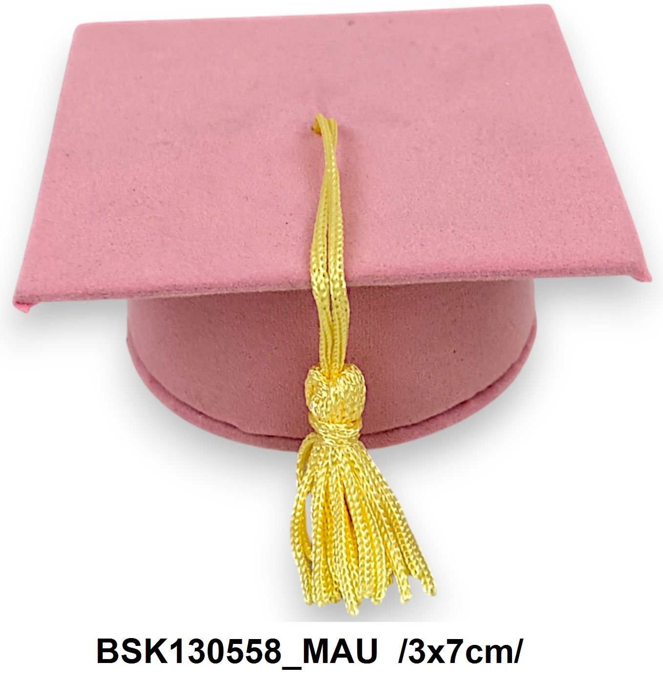 Ballagási sapka alakú papírdobozka bojttal, bársony fedéssel, 12/zacsi, db ár /3x7cm/ Fő kép