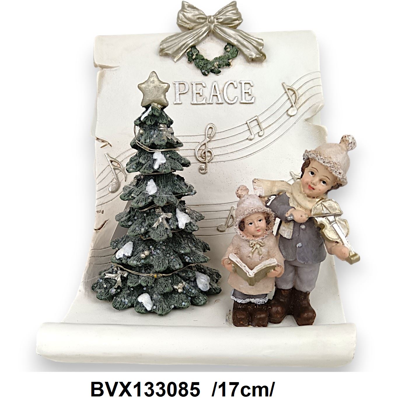 Tekercs alak, fenyõvel, gyerekekkel, polirezin /17cm/ Fő kép