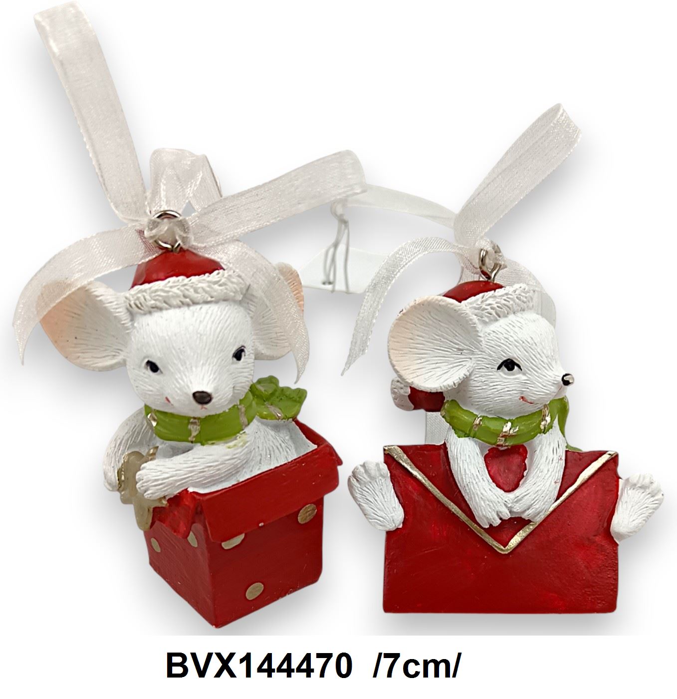Akasztható egerek borítékkal, csomagban, polirezin /7cm/ Fő kép