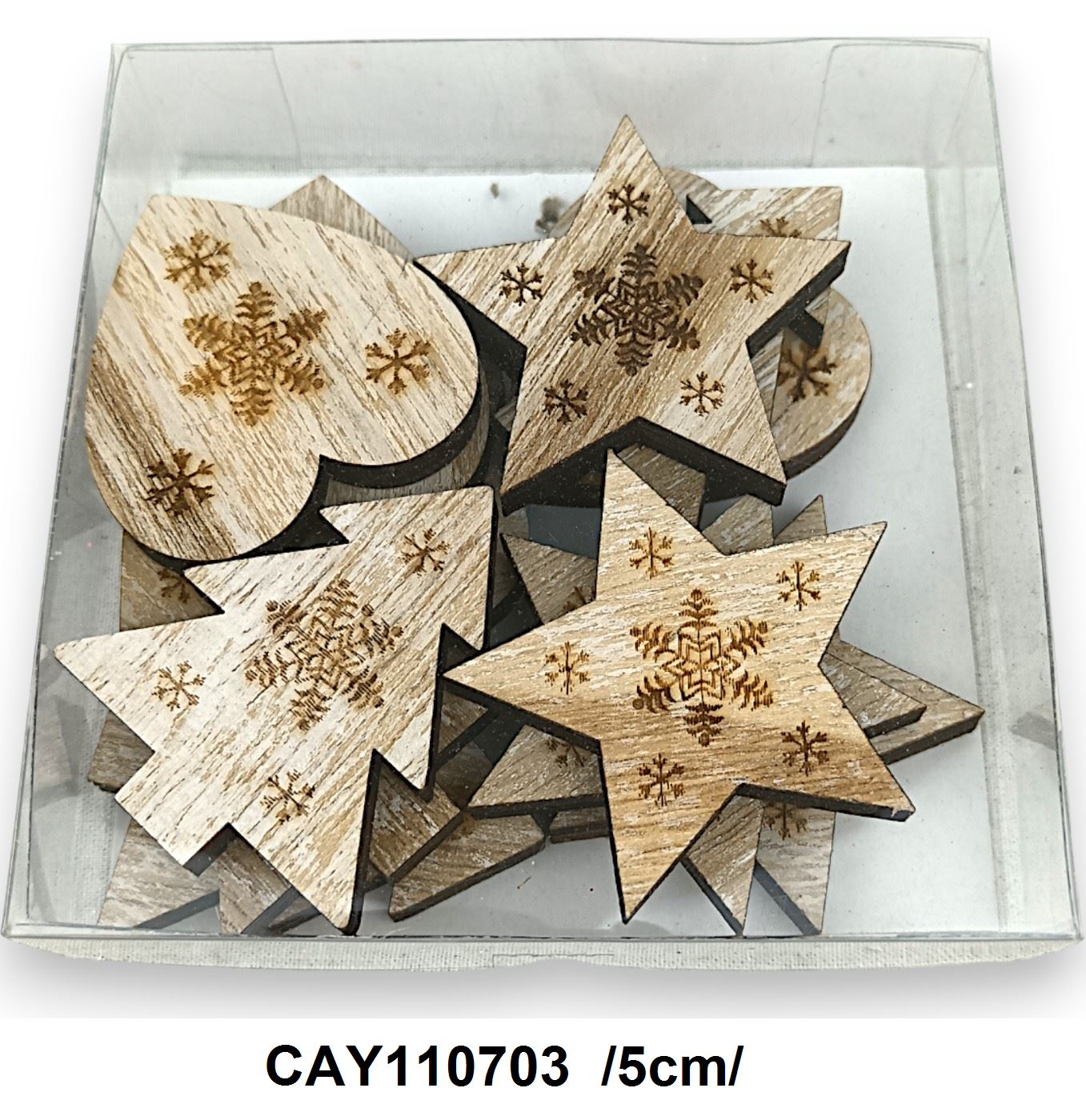 Fa, natúr, mintás figurák dobozban /5cm/ Fő kép