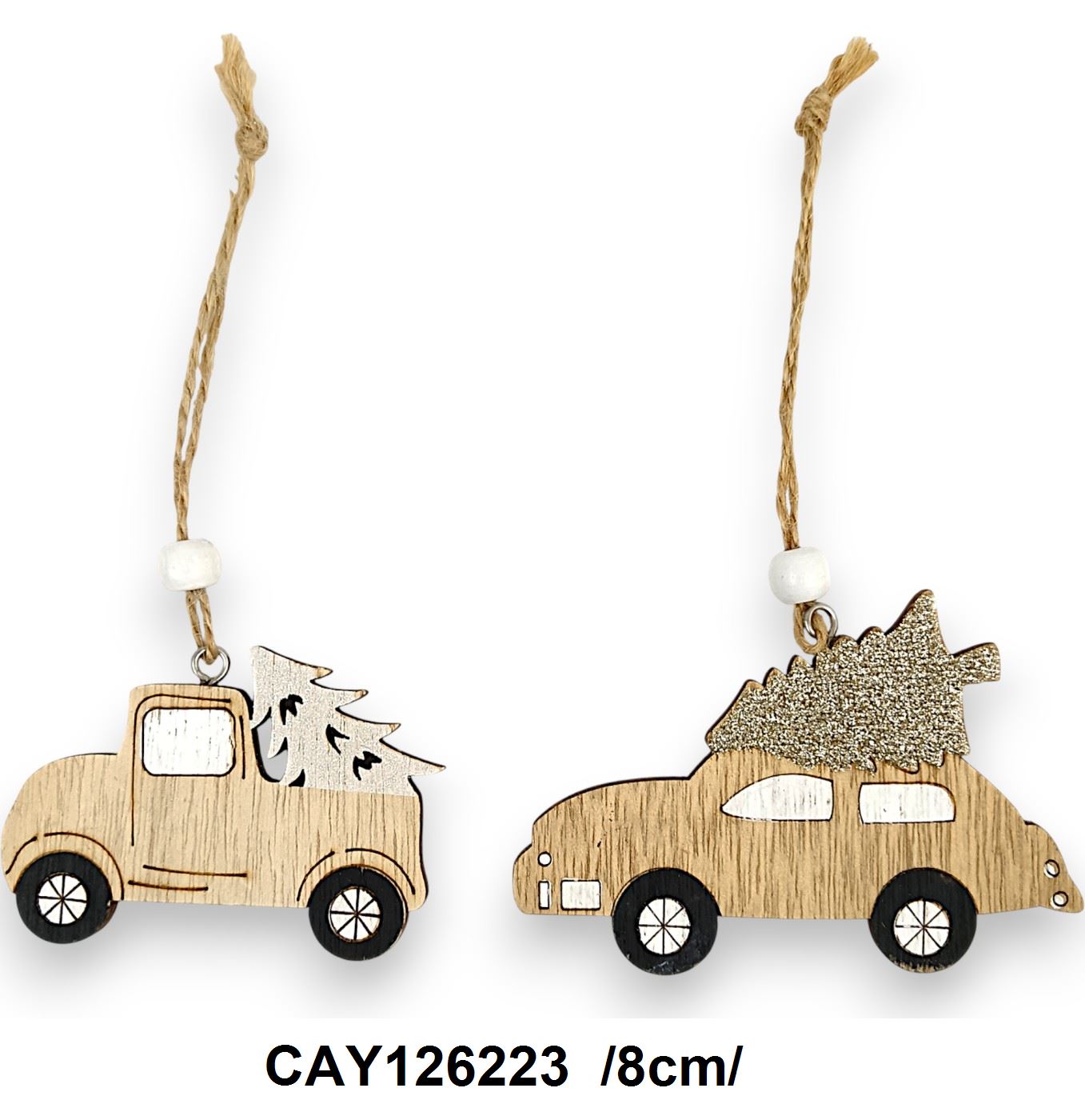 Glitteres fenyõfát szállító faautó /8cm/ Fő kép