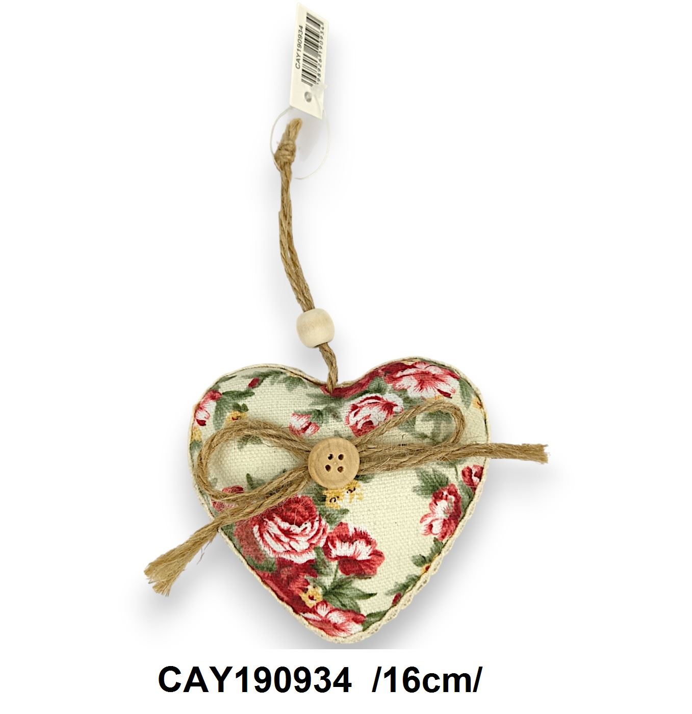 Hungarocell, textil bevonatú akasztható szív, masnival /16cm/ Fő kép