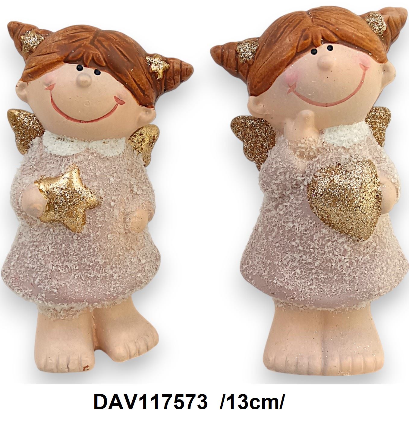 Álló angyalkalány rózsaszín ruhában mezítláb /13cm/ Fő kép