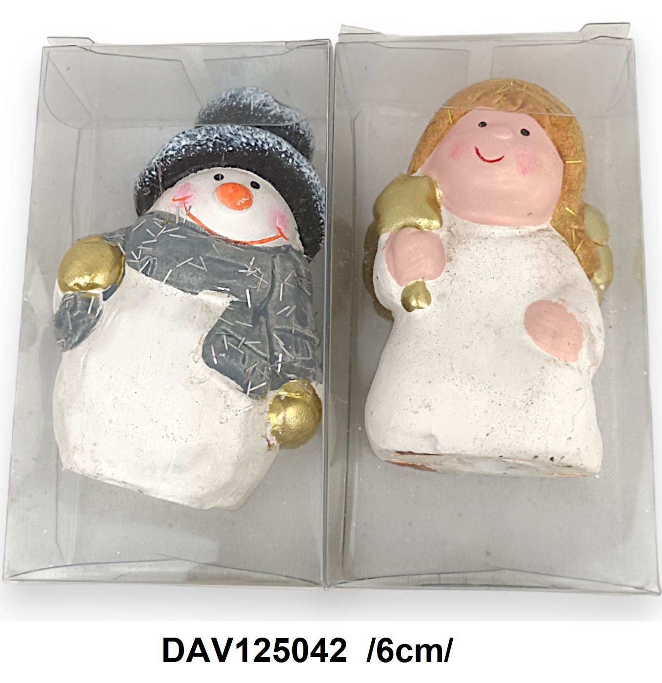 Angyal/hóember dobozban, polirezin /6cm/