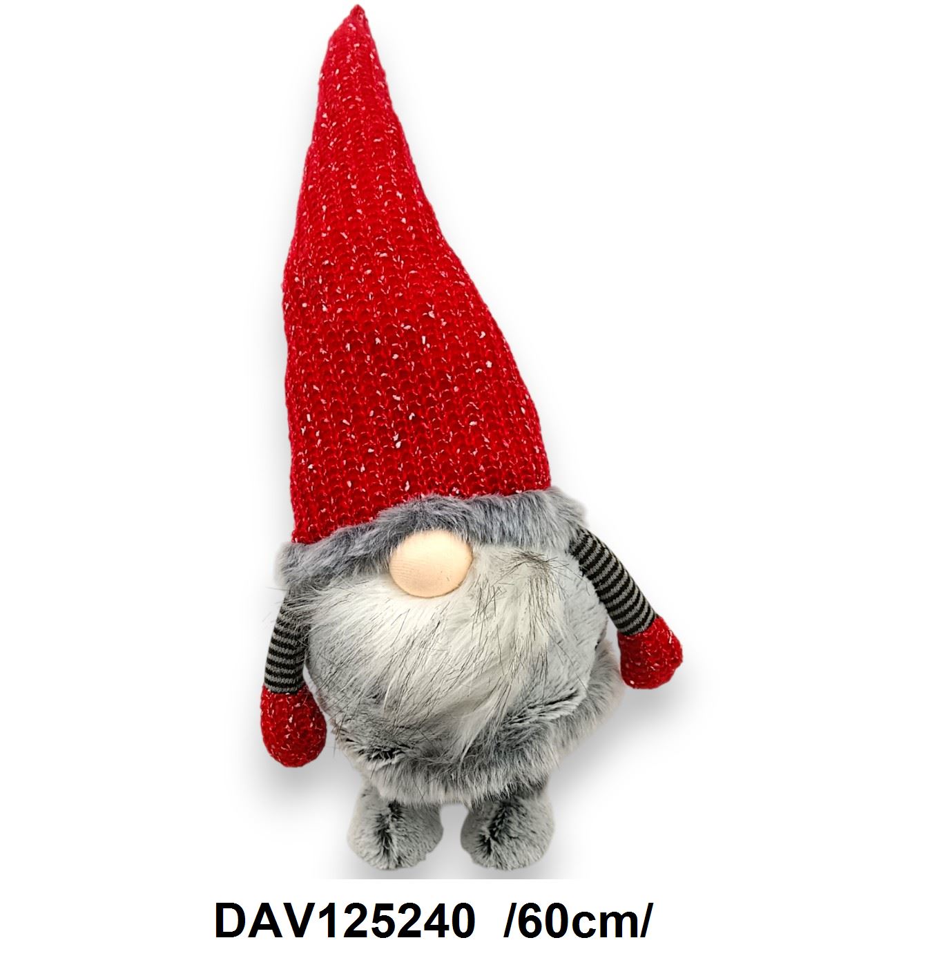 Fémlábas, rugós plüss manó szakállal, kötött, havas sapival /60cm/ Fő kép
