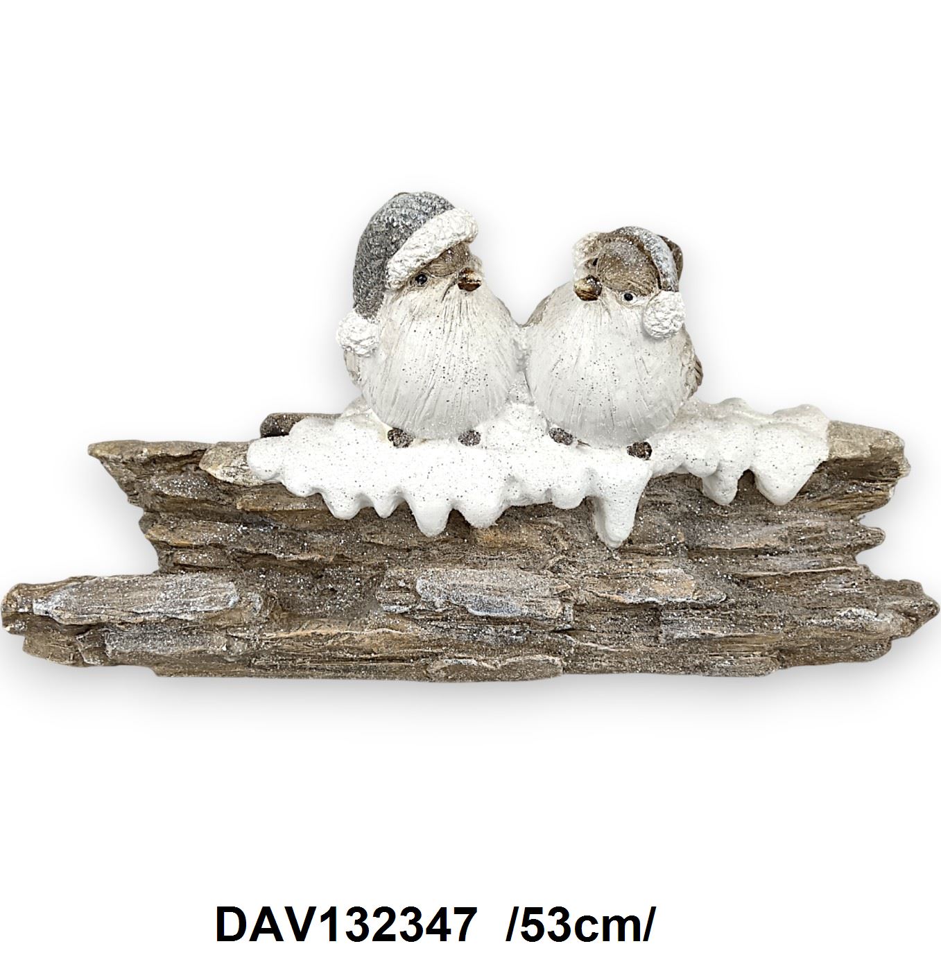 Havas-glitteres faágon ülõ madarak, polirezin /53cm/ Fő kép