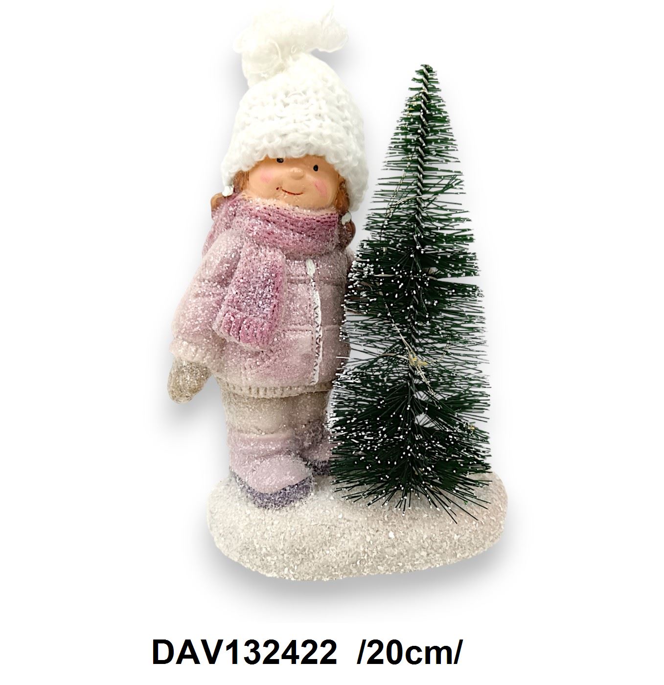 Rózsaszín kislány fenyõvel, elemes /20cm/ Fő kép