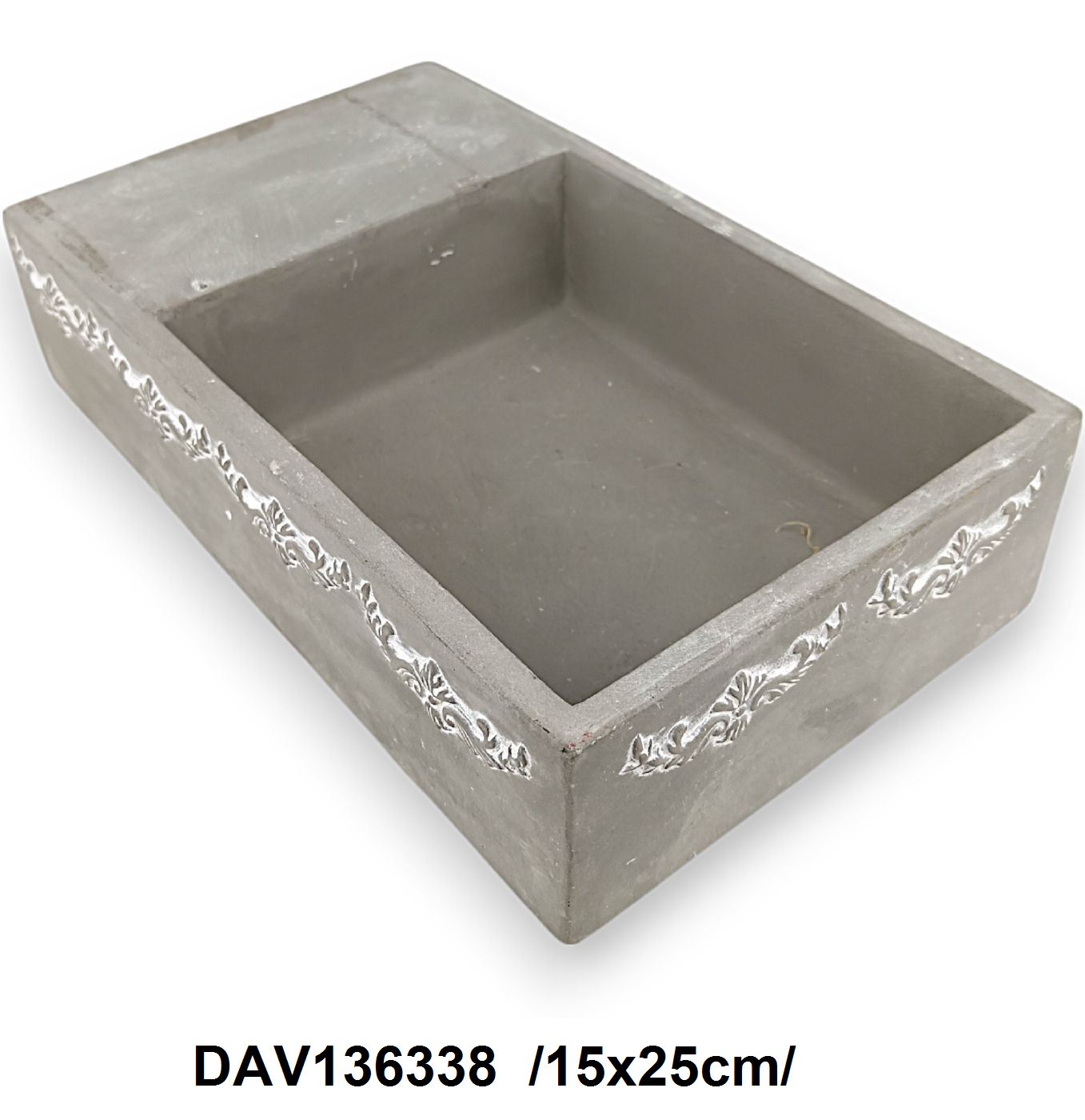 Cement téglalap alakú temetõi tál /25x15cm/