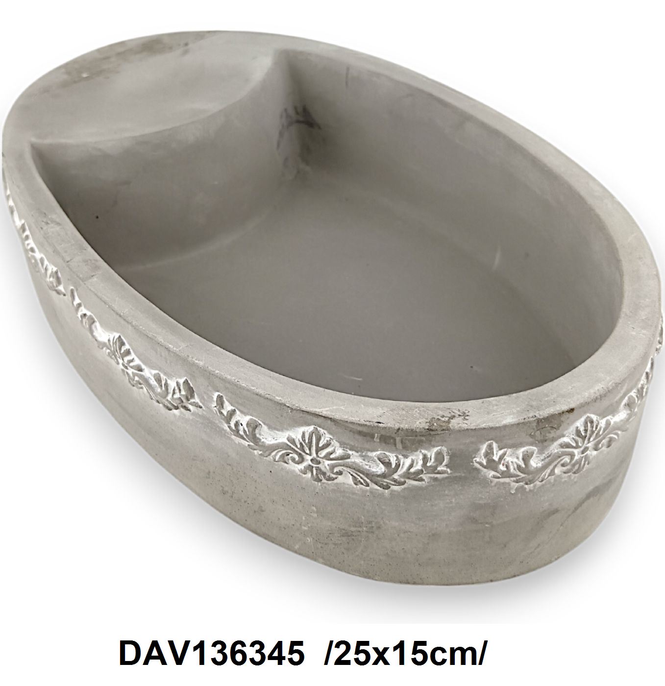Cement ovális alakú temetõi tál /25x15cm/ Fő kép