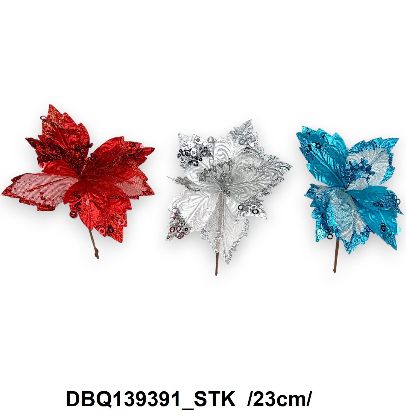 Glitteres bársony mikulásvirág pick /21cm/ Fő kép