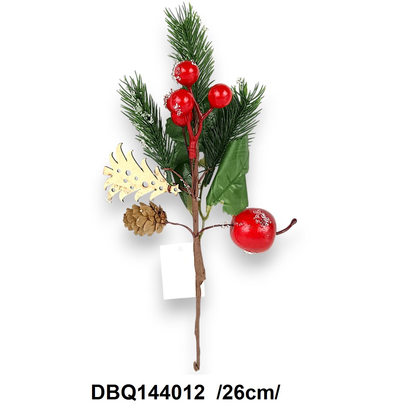 Jeges papíralma, toboz, csipkegolyó pick, fa karácsonyfával /26cm/ Fő kép
