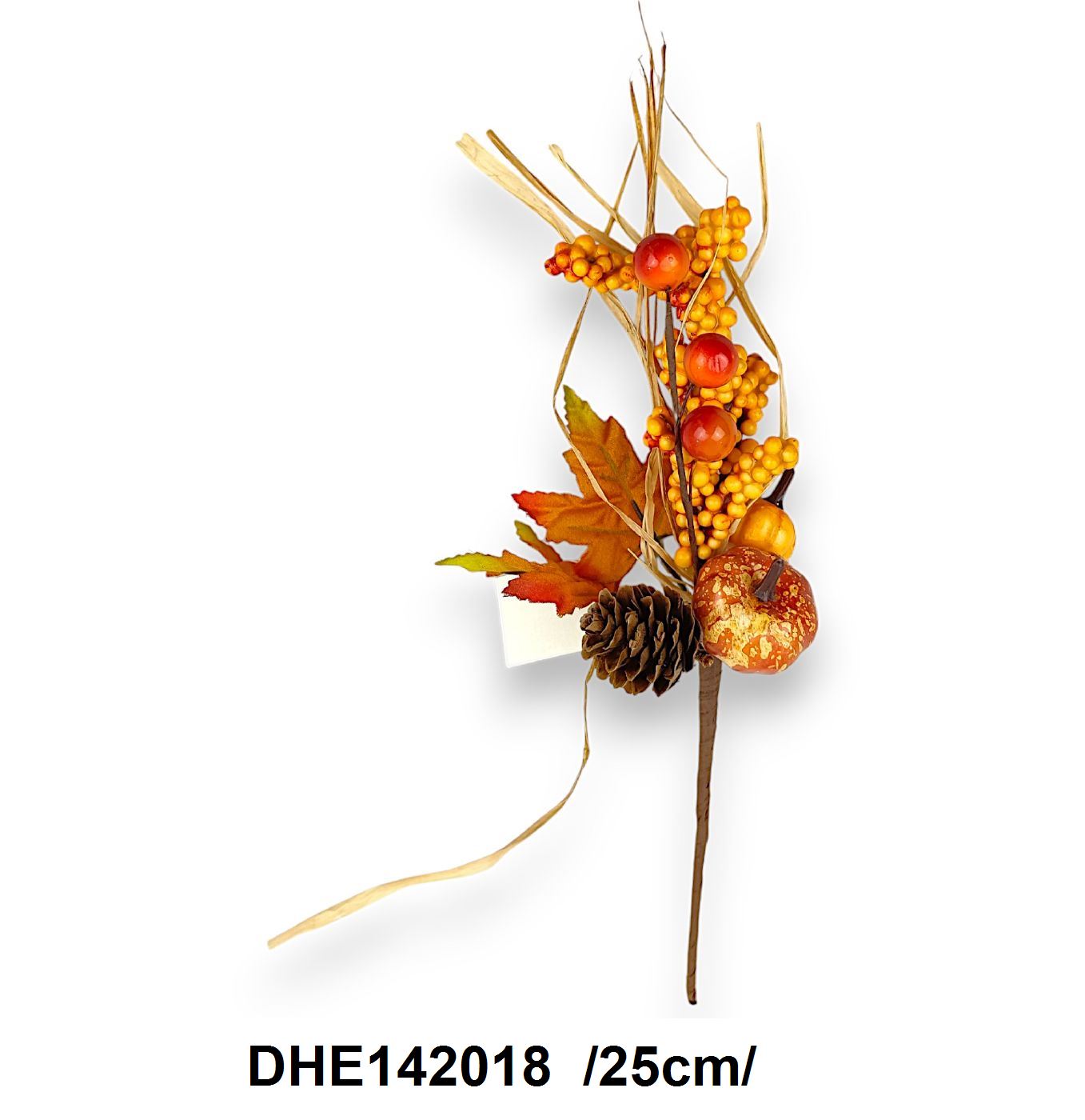 Õszi juharleveles pick tökökkel, tobozokkal, apró habgolyókkal, papírszalaggal /25cm/ Fő kép