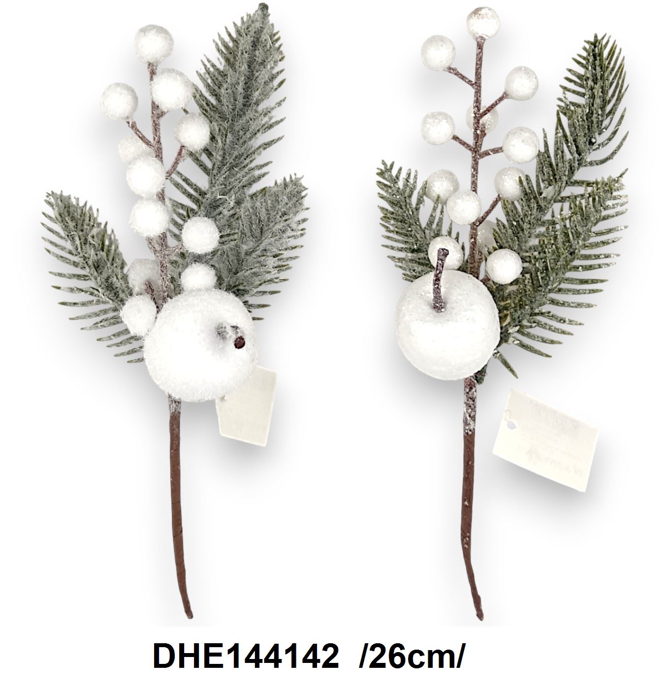 Flokkolt és jeges papíralmás, bogyós pick, papírszárral /26cm/ Fő kép