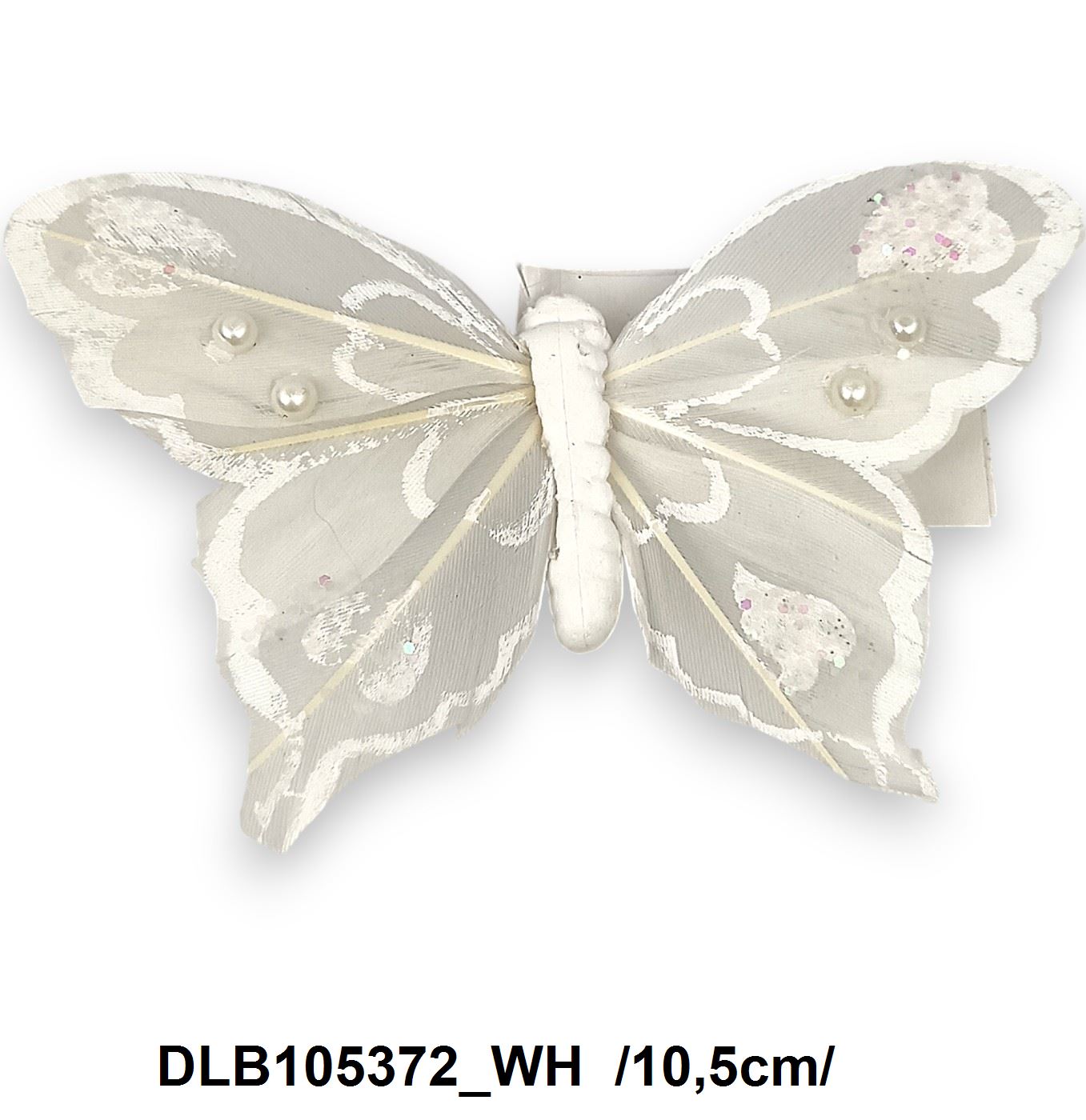 Fehér glitteres köves lepkék  csipesszel /10,5cm/ Fő kép