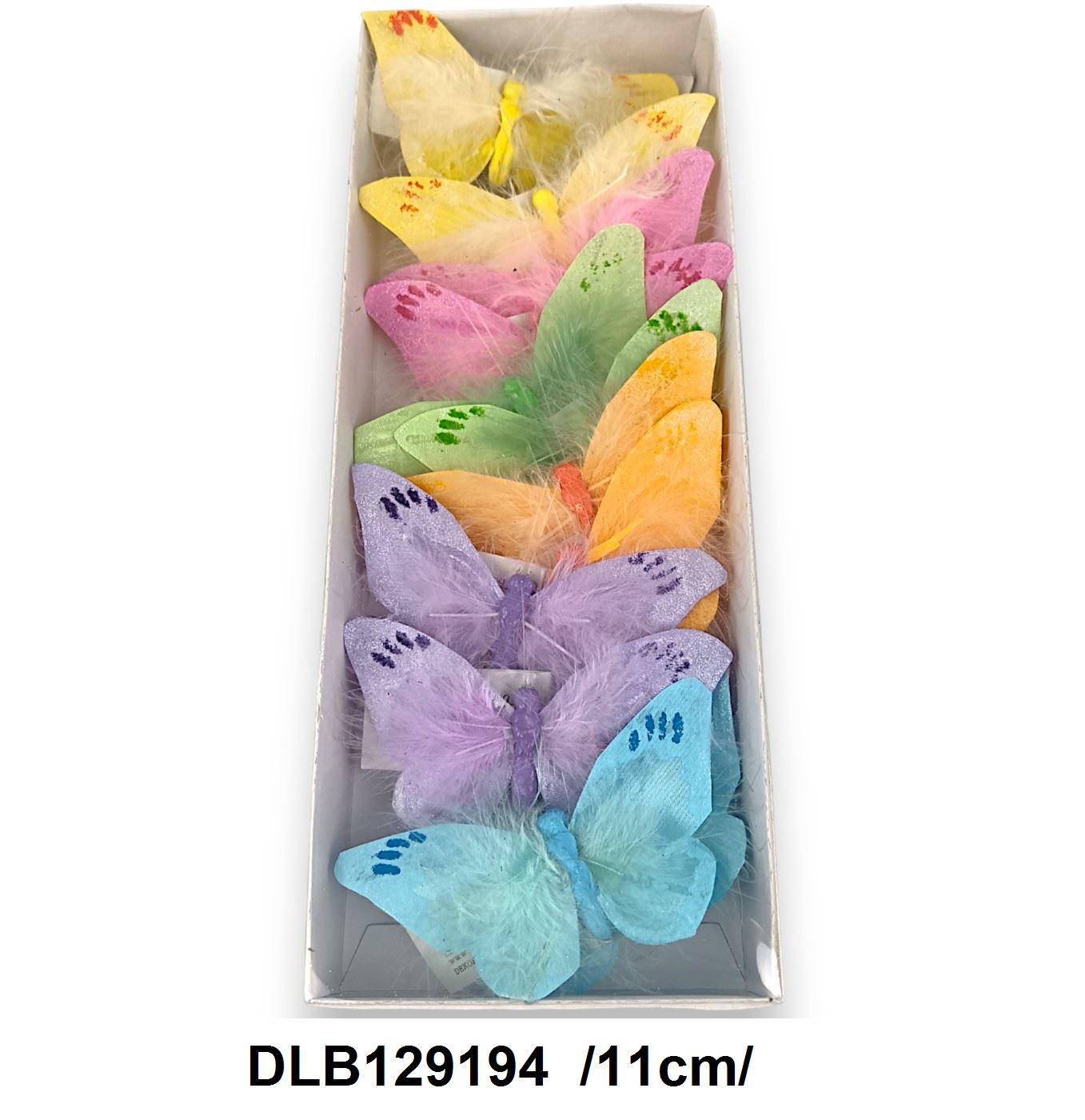 Egyszínû glitteres, középen tollas lepkék /11cm/ Fő kép