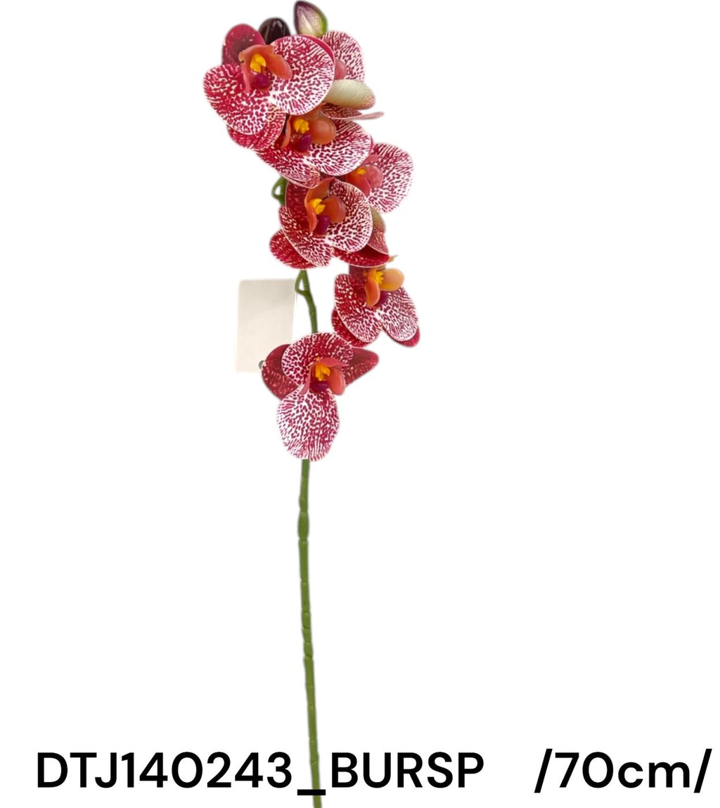 Szálas, 7 kis real touch fejes orchidea, 2 bimbóval /70cm/