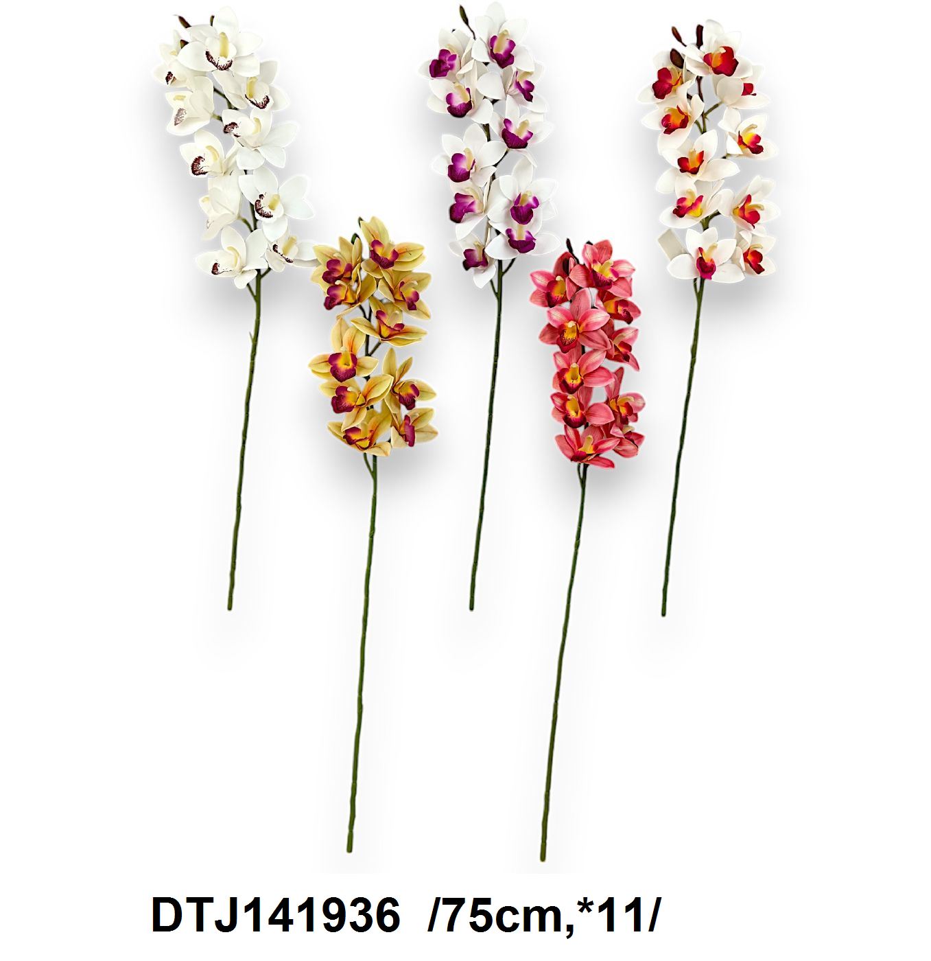 Cymbidium orchidea szál, 11 fejjel /75cm,*11/ Fő kép