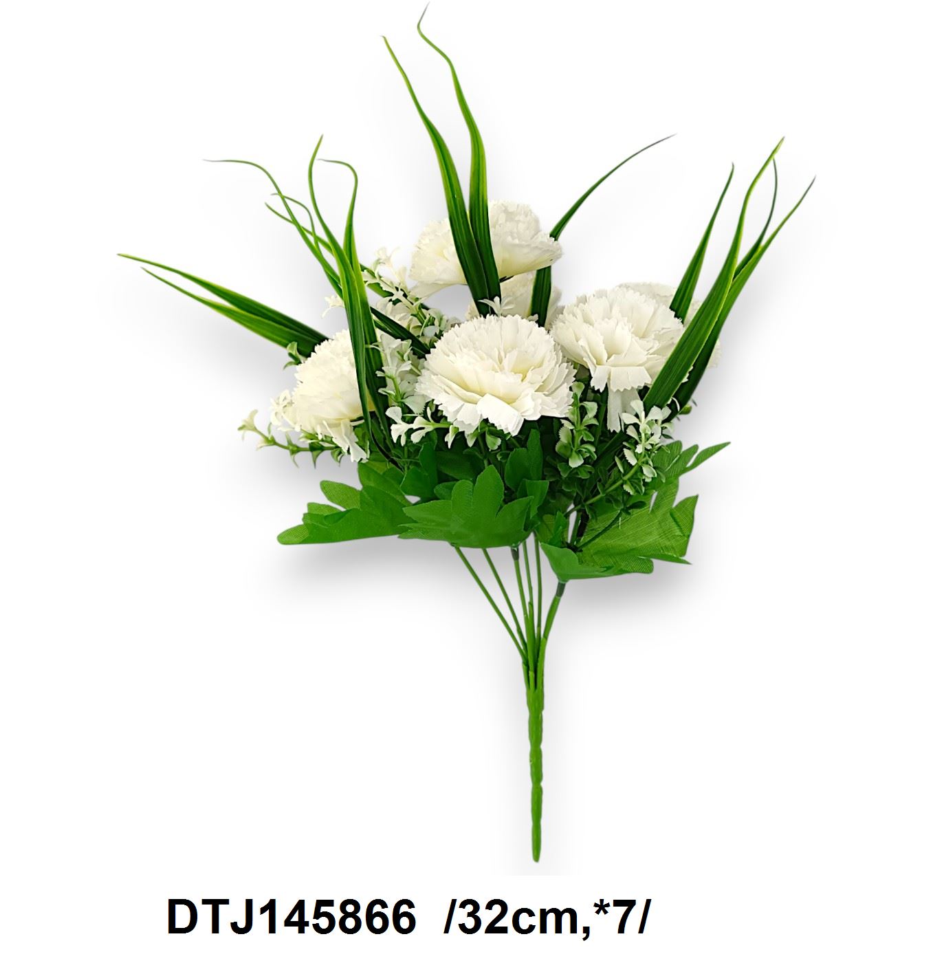 Kisfejes szegfû csokor, fûvel, zölddel /32cm,*7/ Fő kép