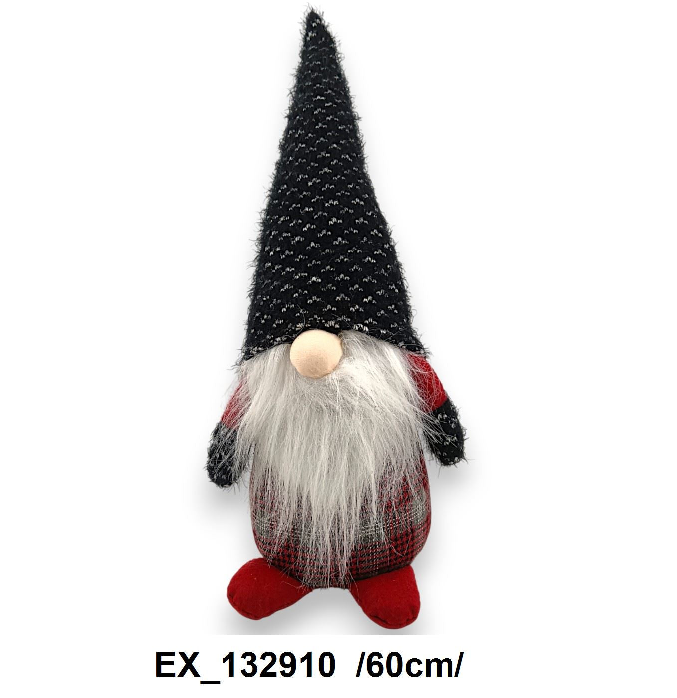 Kötött sapis, kockás kitömött manó /60cm/ Fő kép