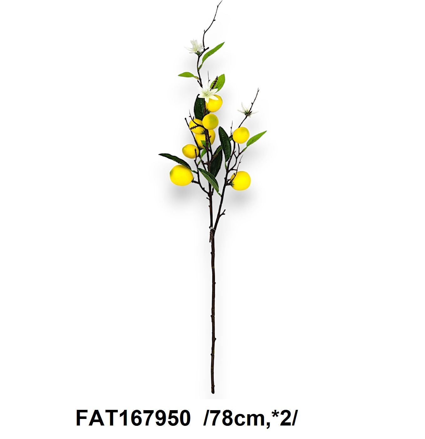 Mûanyag citrom ág levelekkel /78cm,*2/