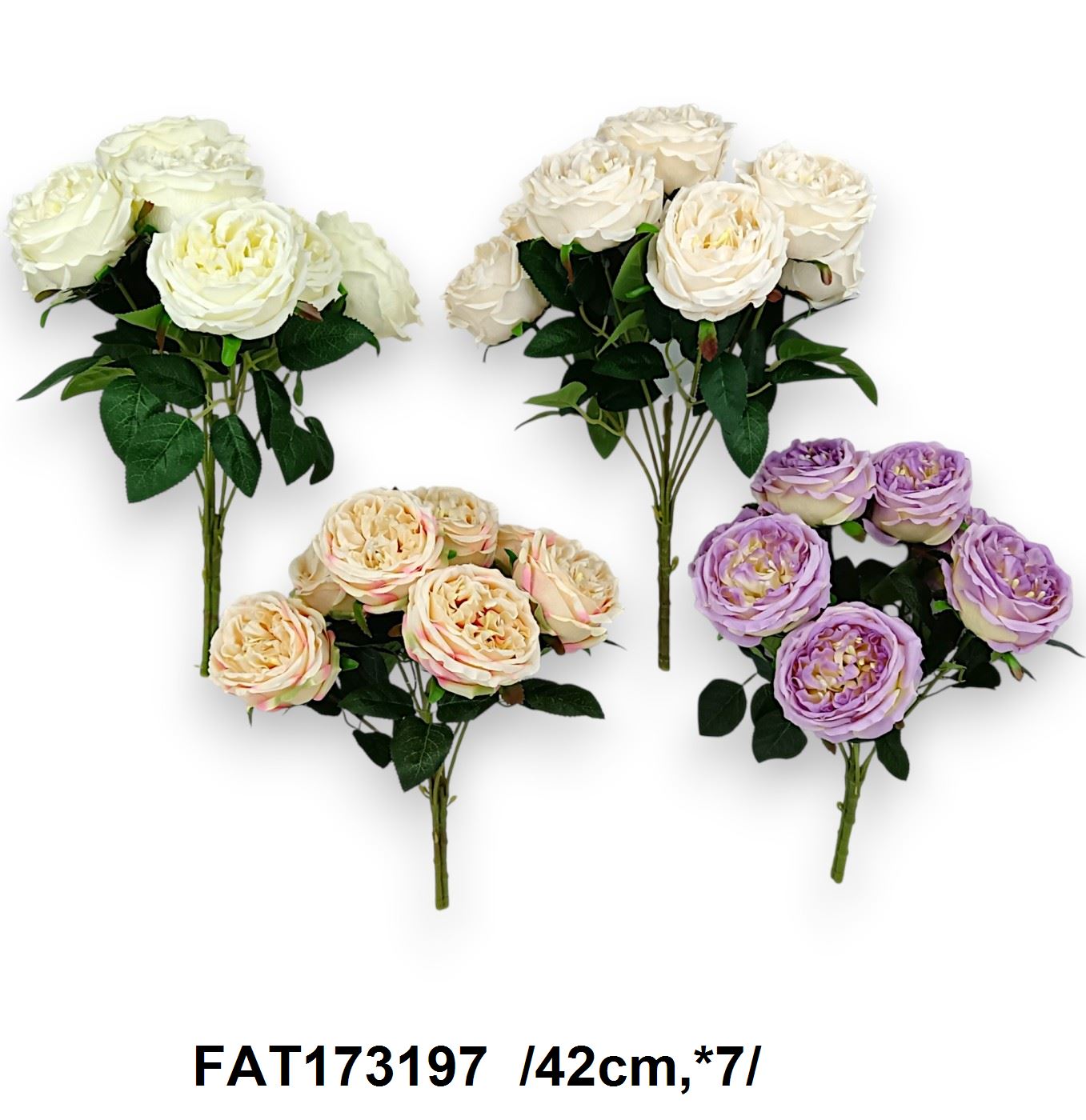 Hosszú építésû angolrózsa csokor /42cm,*7/