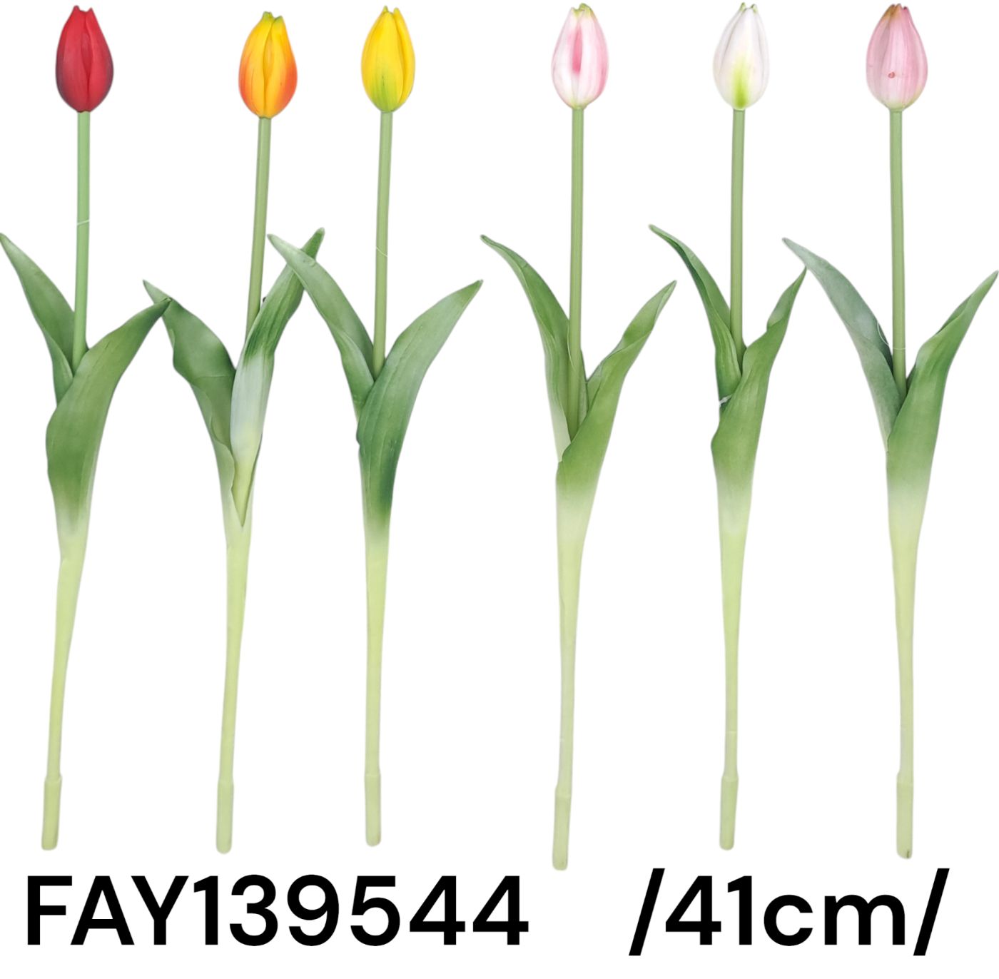 Zárt 5,5 cm fejû szálas tulipán levelekkel, gumi /41cm/ Fő kép