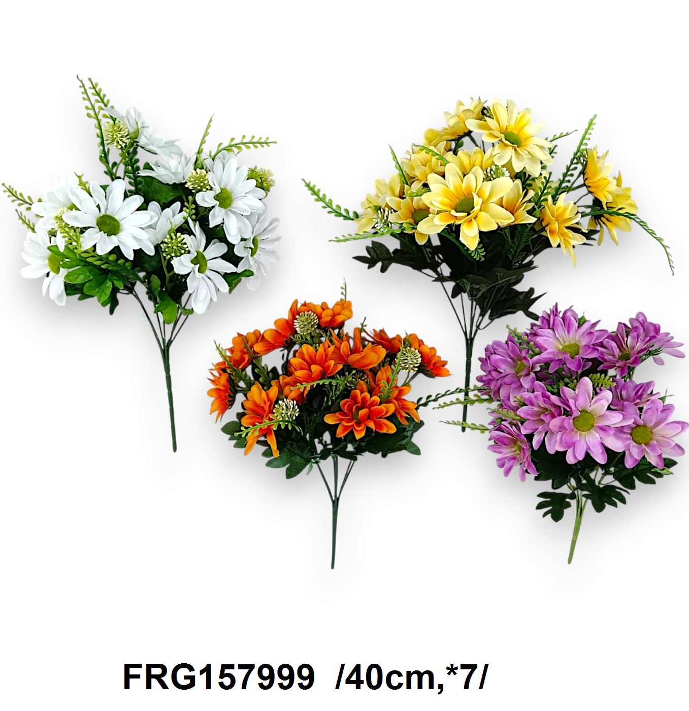 Margaréta csokor mûanyag leveles ágakkal /40cm,*7/ Fő kép