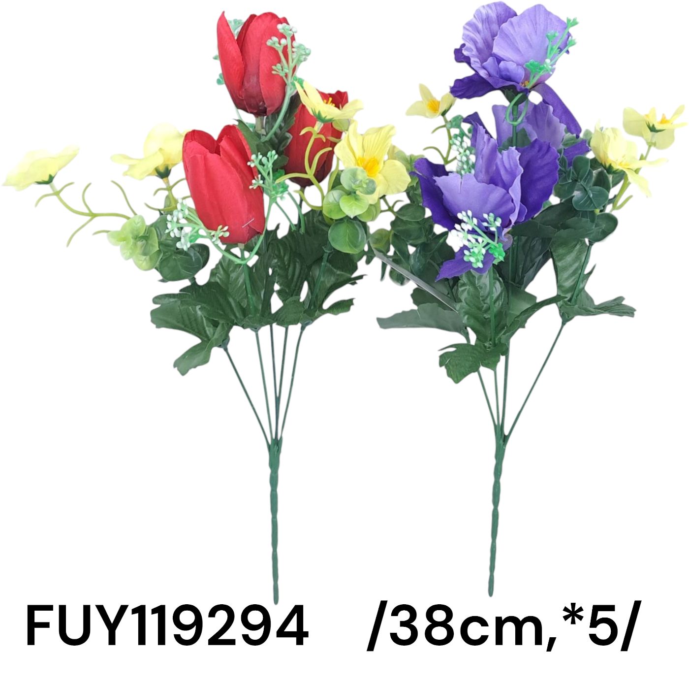 Tavaszi vegyes csokor eukaliptusz levéllel  /38cm,*5/
