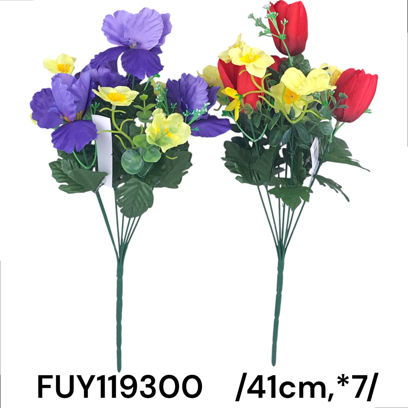 Tavaszi vegyes csokor eukaliptusz levéllel  /41cm,*7/
