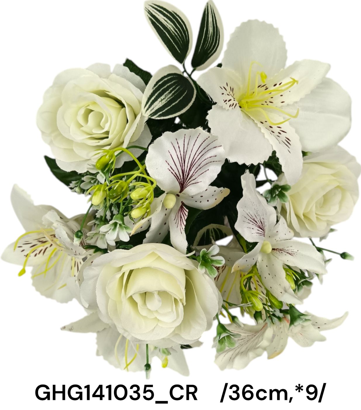 Alstroemeria, rózsa, orchidea szerû virágos csokor /36cm,*9/ Fő kép