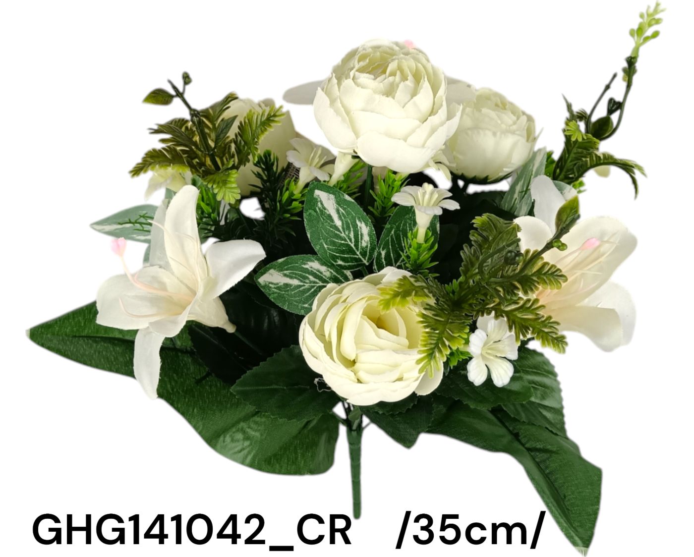 Liliom, ranunculus csokor, mûanyag zöldekkel /35cm,*10/ Másodlagos kép