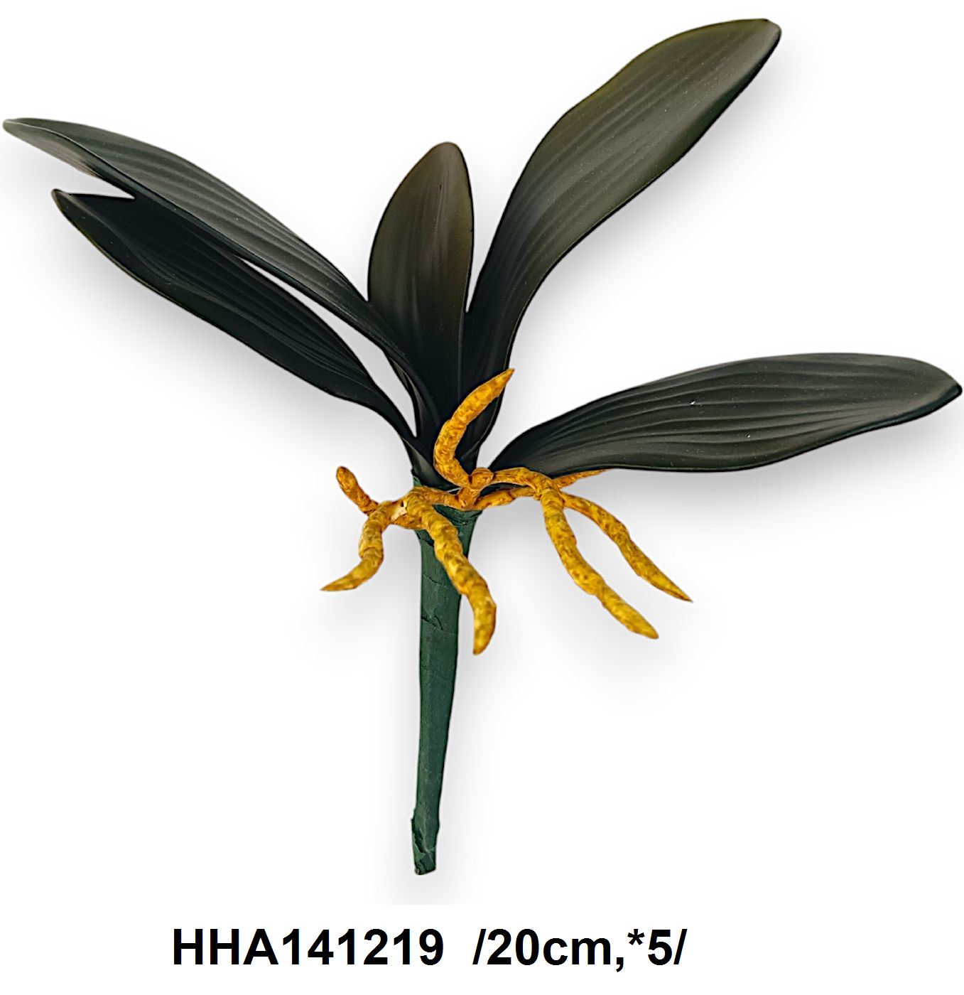 Poliuretán orchidea levél, gyökérzettel /20cm,*5/