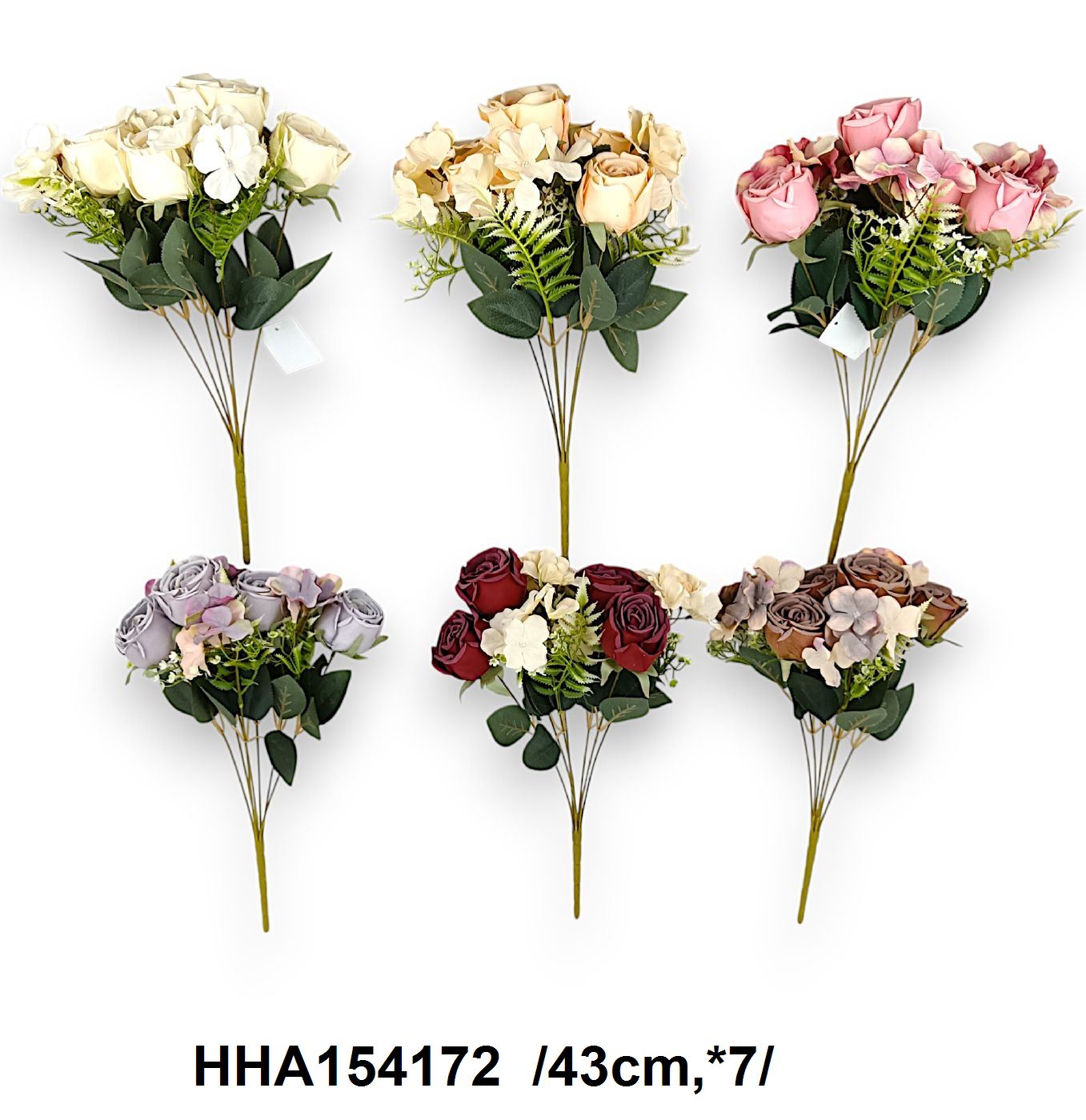 Rózsa és hortenzia csokor /43cm,*7/