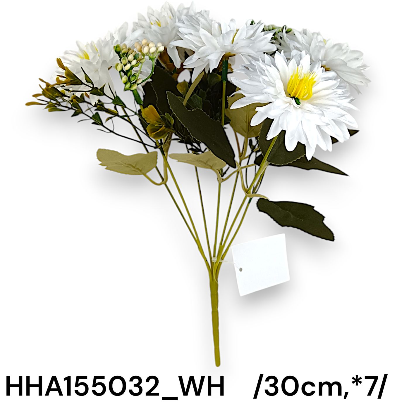 Tépett dália fejes kiscsokor, mûanyag bogyókkal /30cm,*7/
