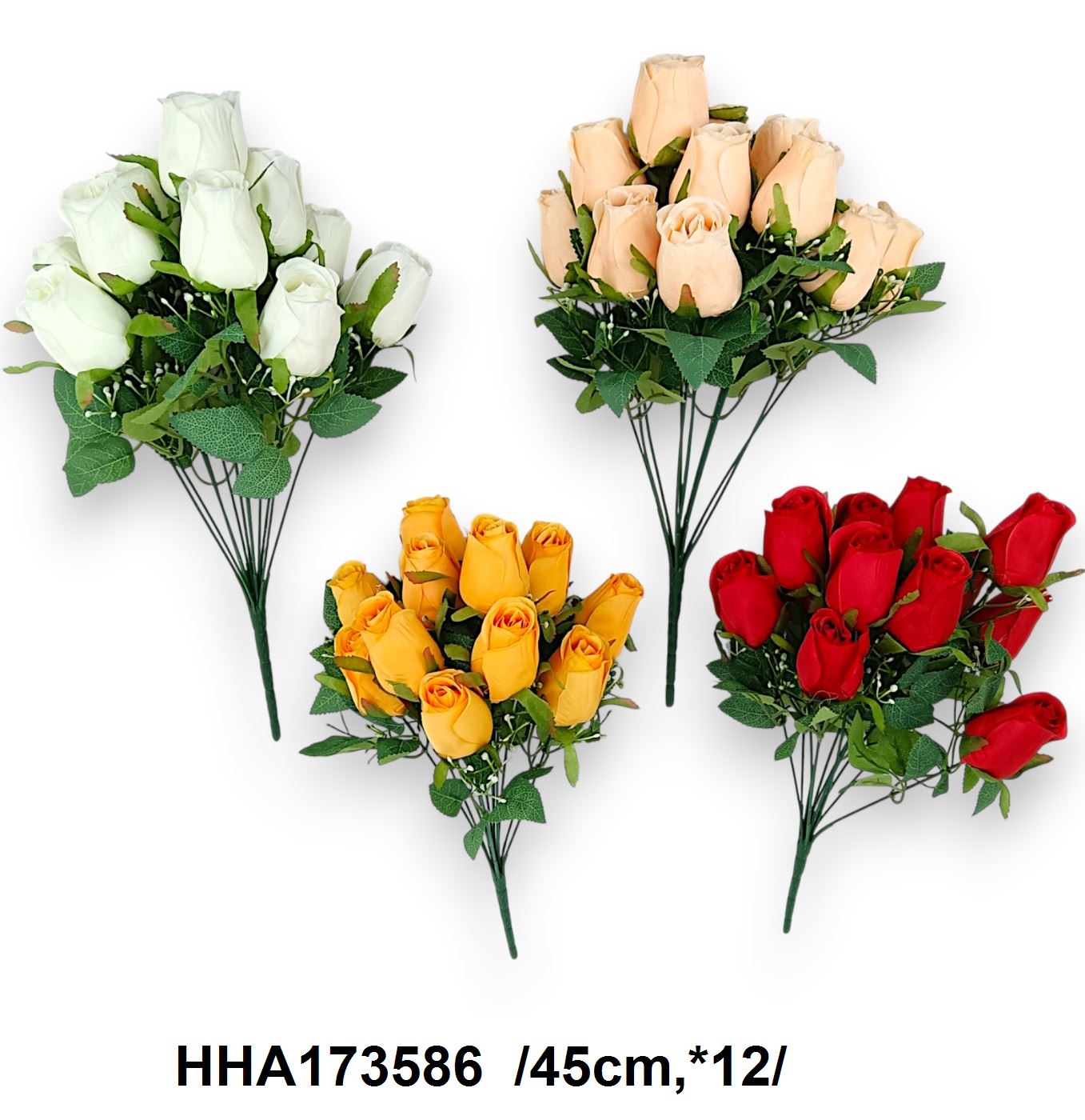 Hosszú építésû bimbó rózsacsokor /45cm,*12/
