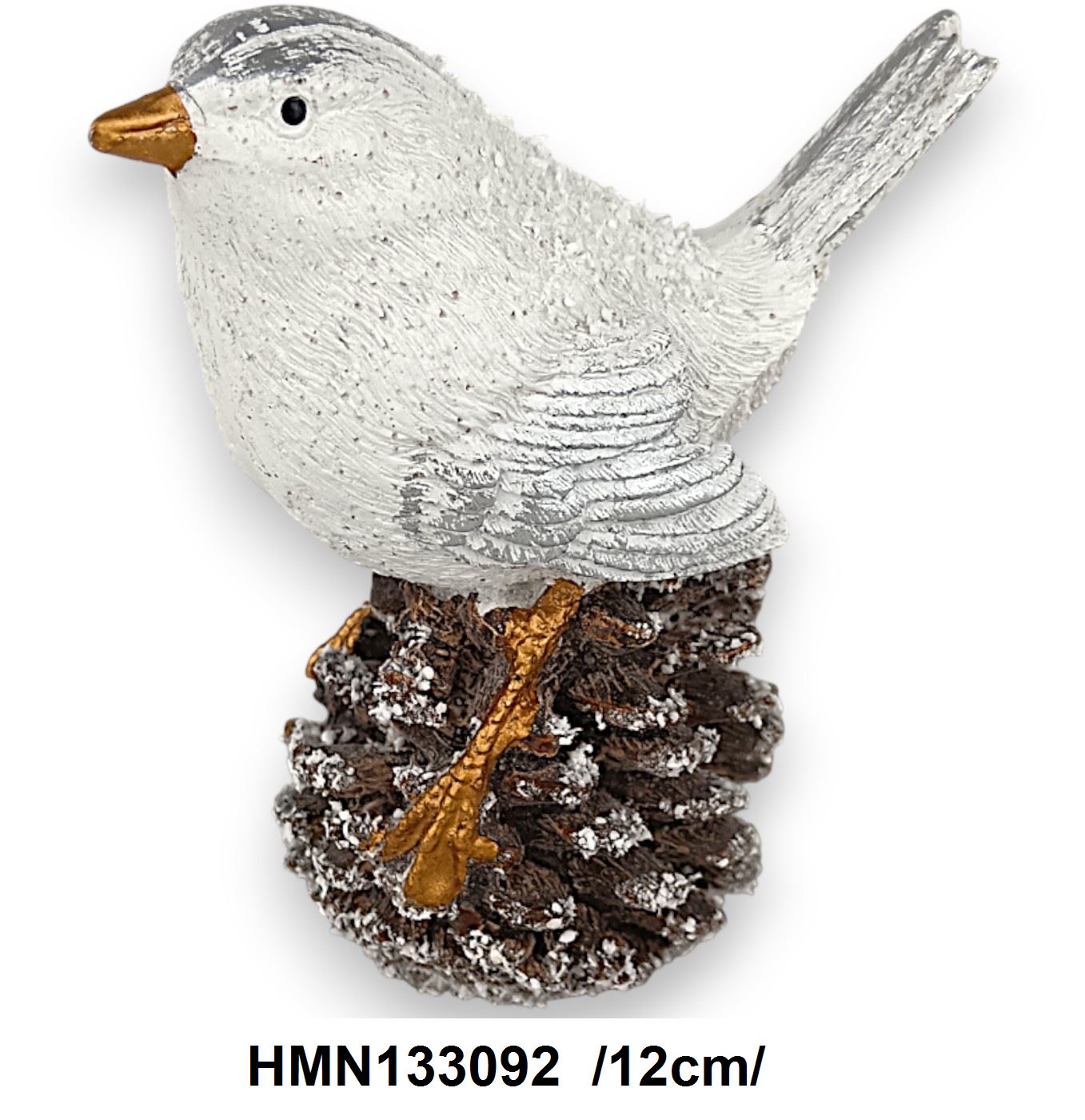 Havas tobozon ülõ madár, polirezin /12cm/ Fő kép