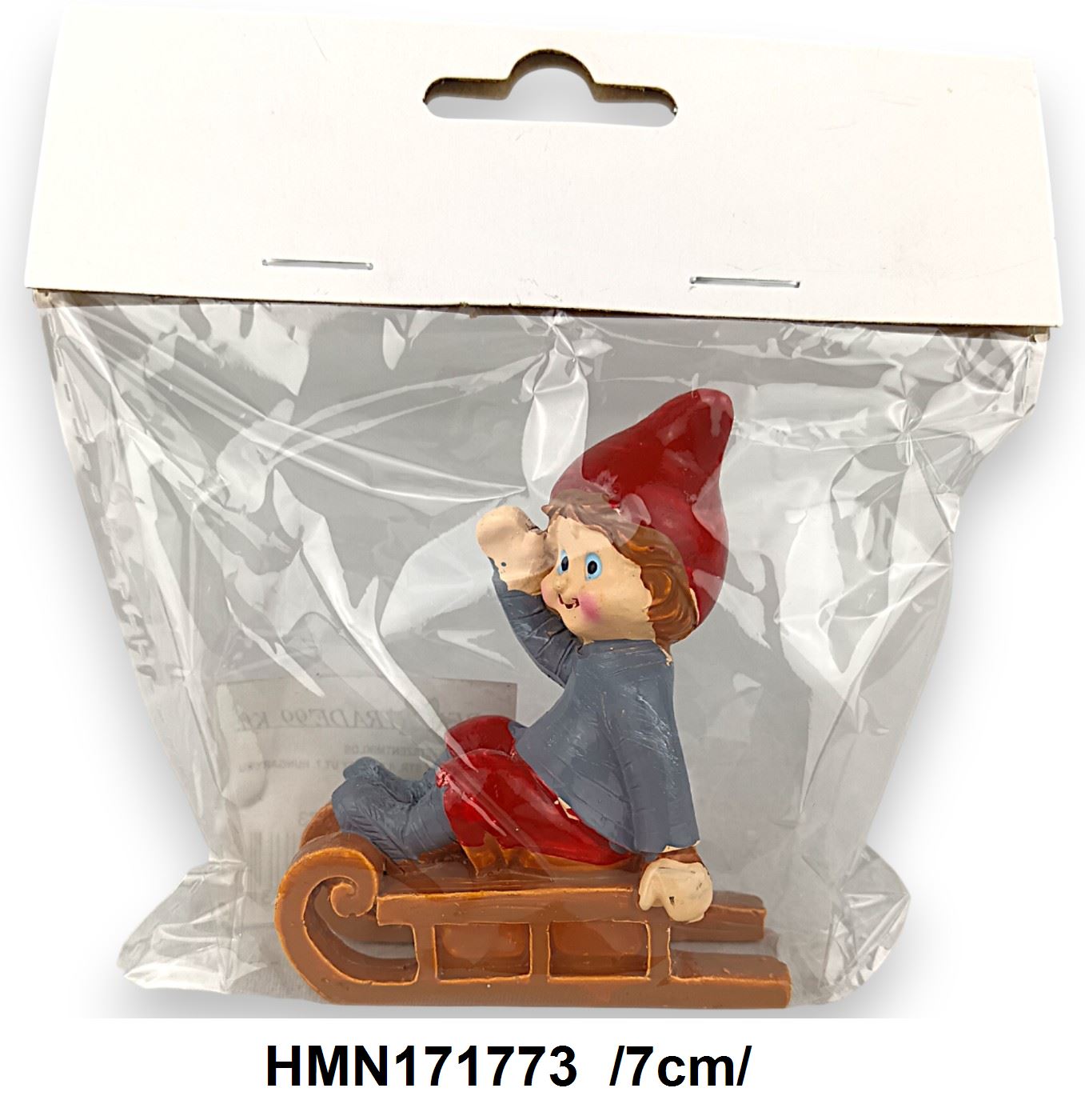 Szánkózó kisfiú, polirezin /7cm/ Fő kép