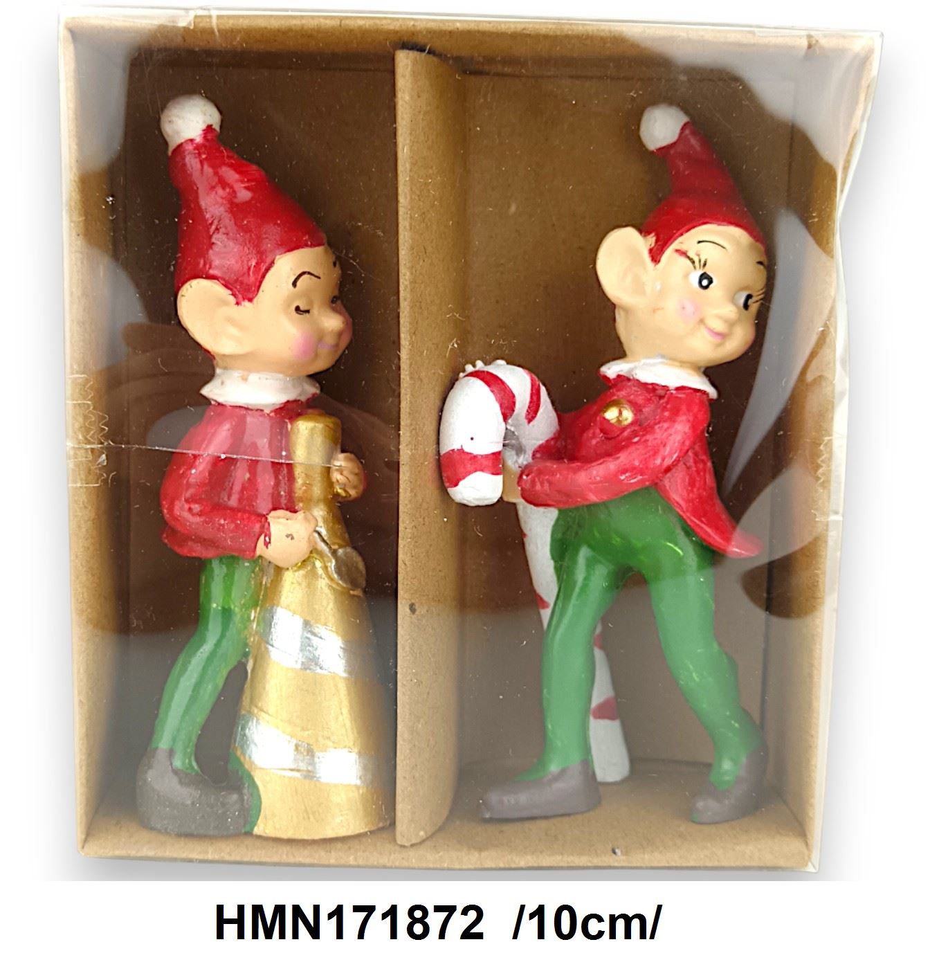 Karácsonyi manók dobozban, polirezin /10cm/ Fő kép
