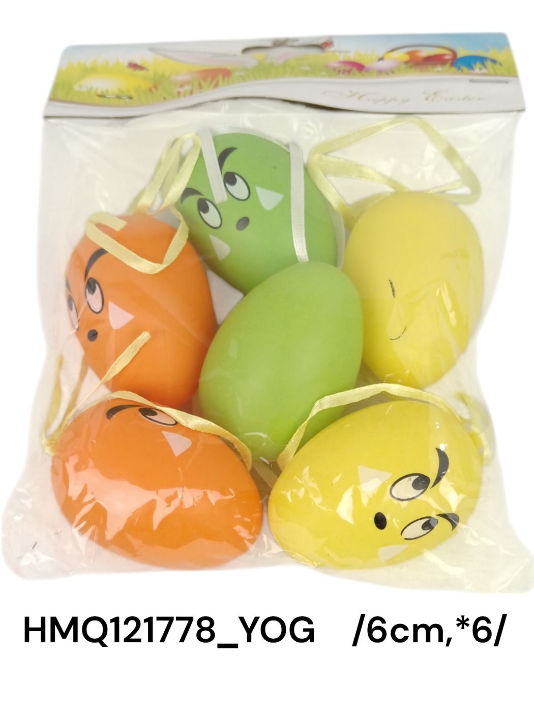 Színes akasztós tojások, morcos arccal /6cm/